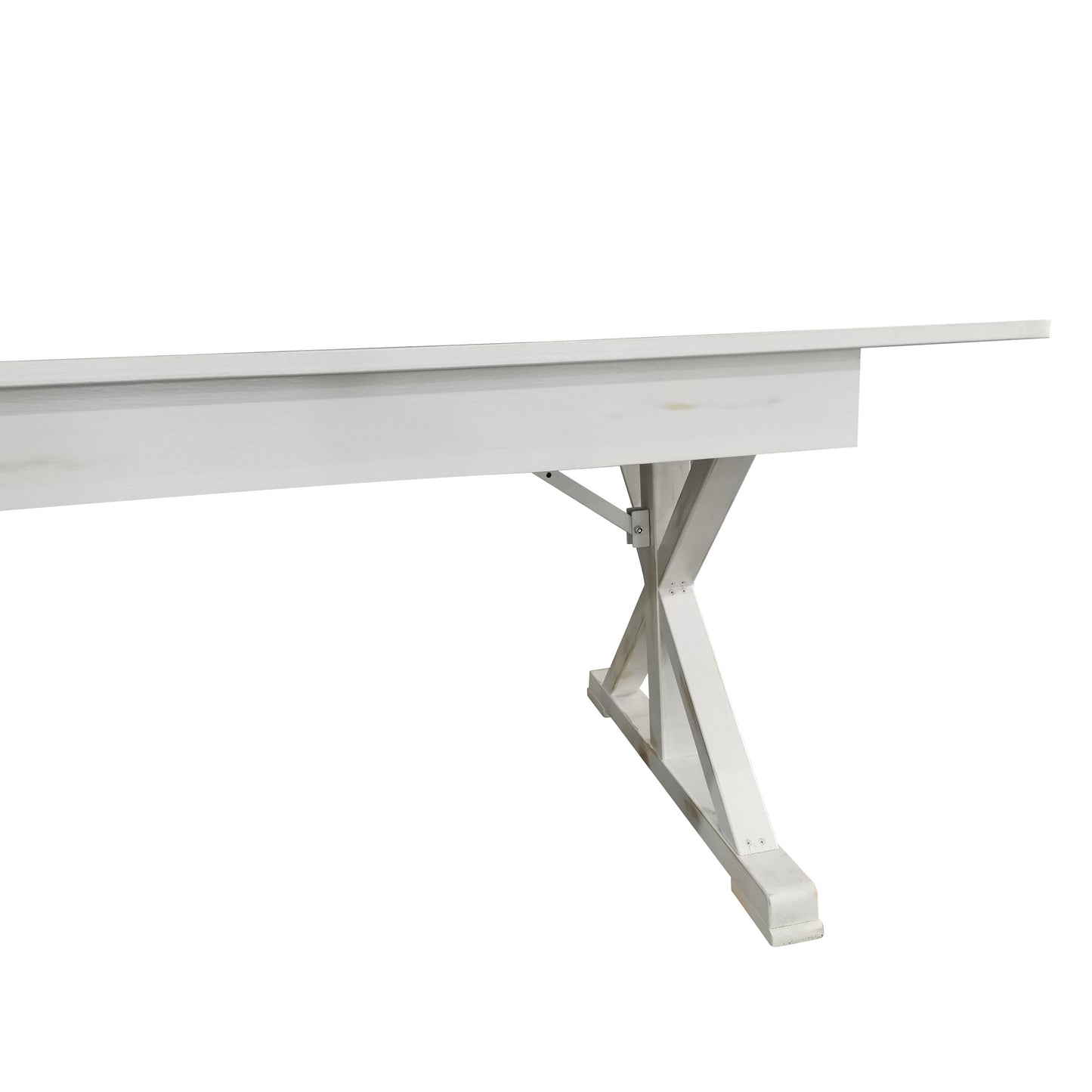 HERCULES 7' x 40" Rectangular Antique Rustic White Solid Pine Folding Farm Table with X Legs Antique Rustic White