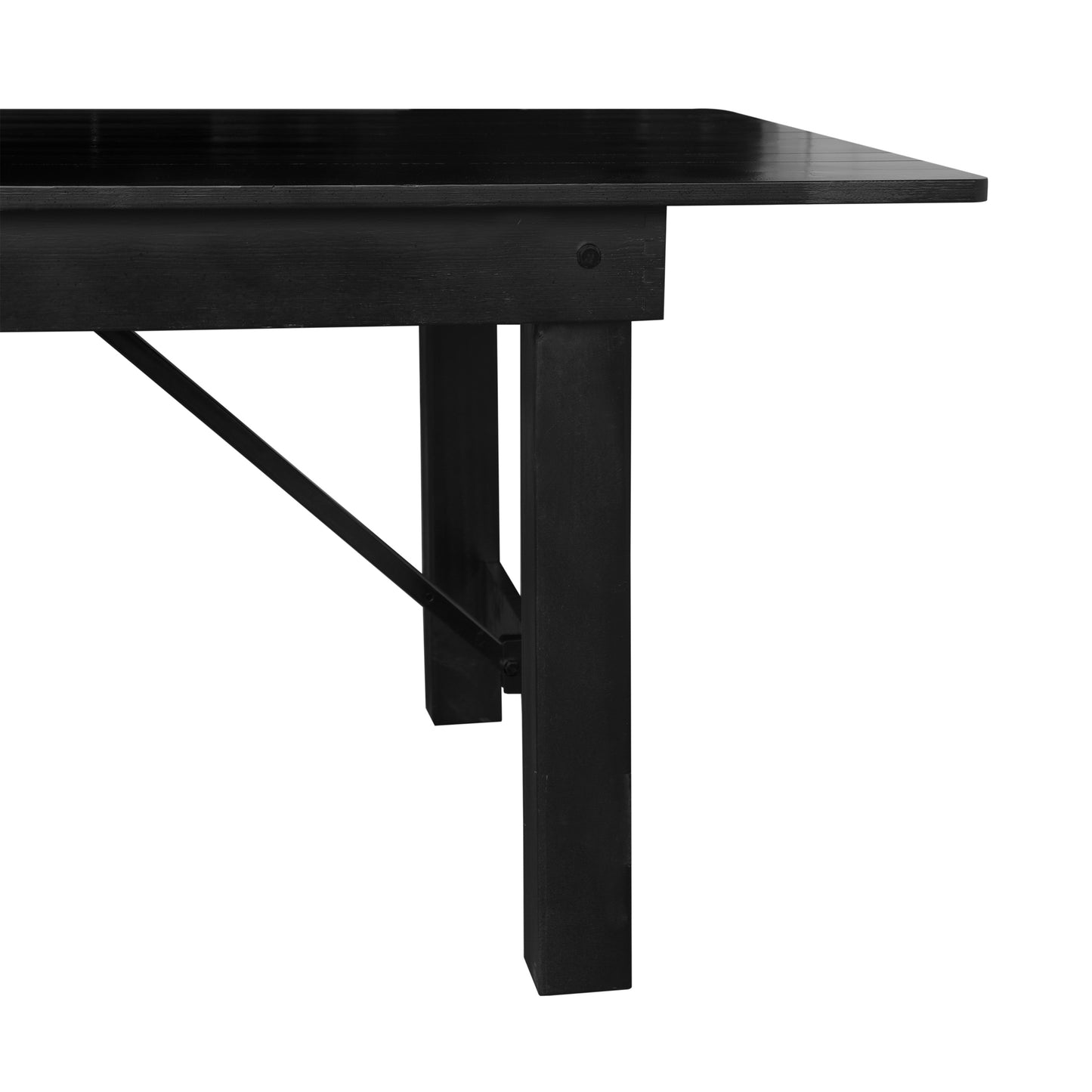 HERCULES 8' x 40" Rectangular Black Wash Commercial Farmhouse Folding Table, Antique Rustic Solid Pine Dining Room Table with Foldable Locking Legs Black Wash