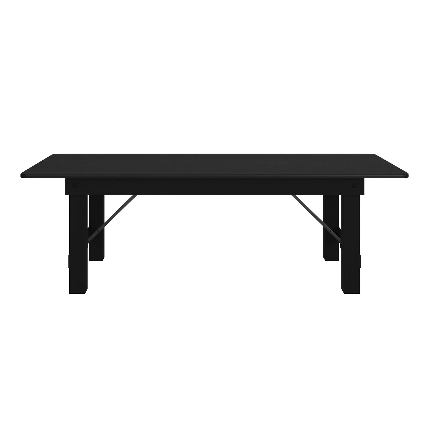 HERCULES 8' x 40" Rectangular Black Wash Commercial Farmhouse Folding Table, Antique Rustic Solid Pine Dining Room Table with Foldable Locking Legs Black Wash