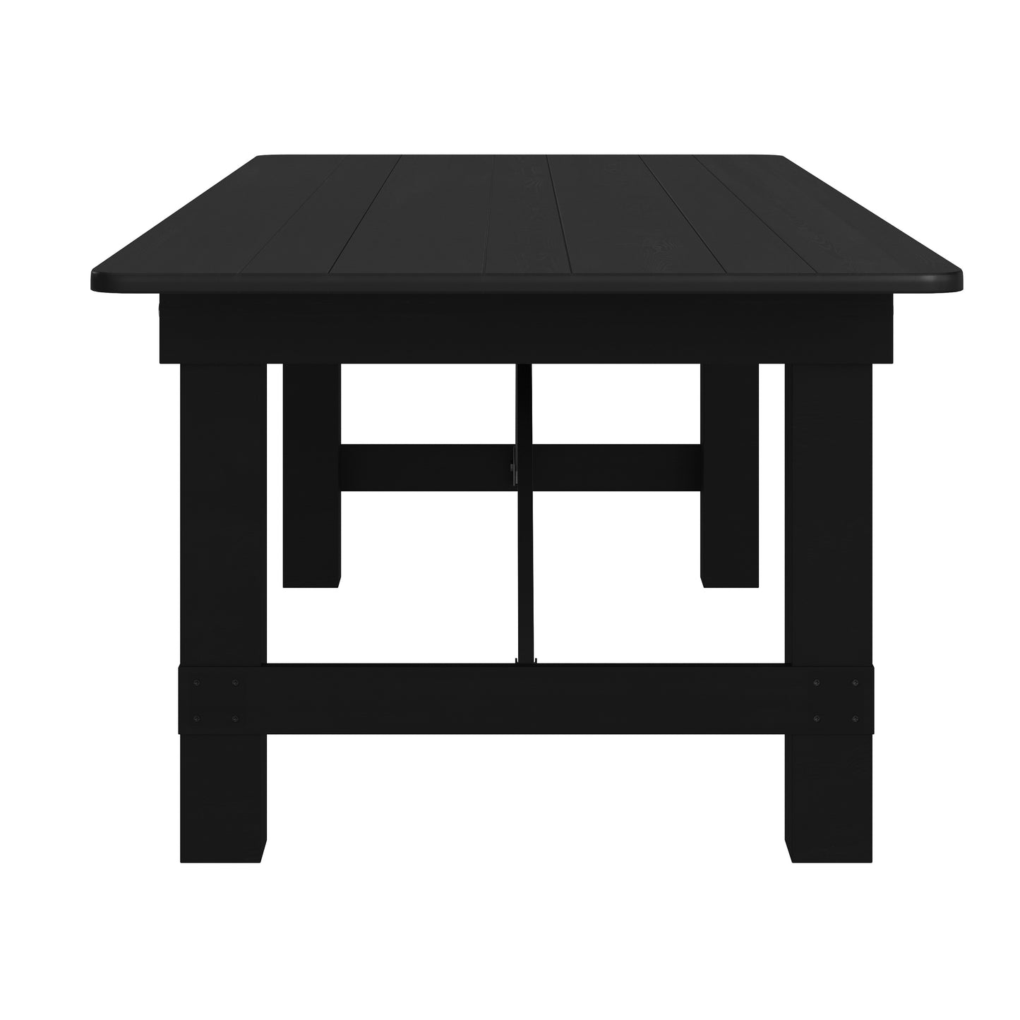 HERCULES 8' x 40" Rectangular Black Wash Commercial Farmhouse Folding Table, Antique Rustic Solid Pine Dining Room Table with Foldable Locking Legs Black Wash