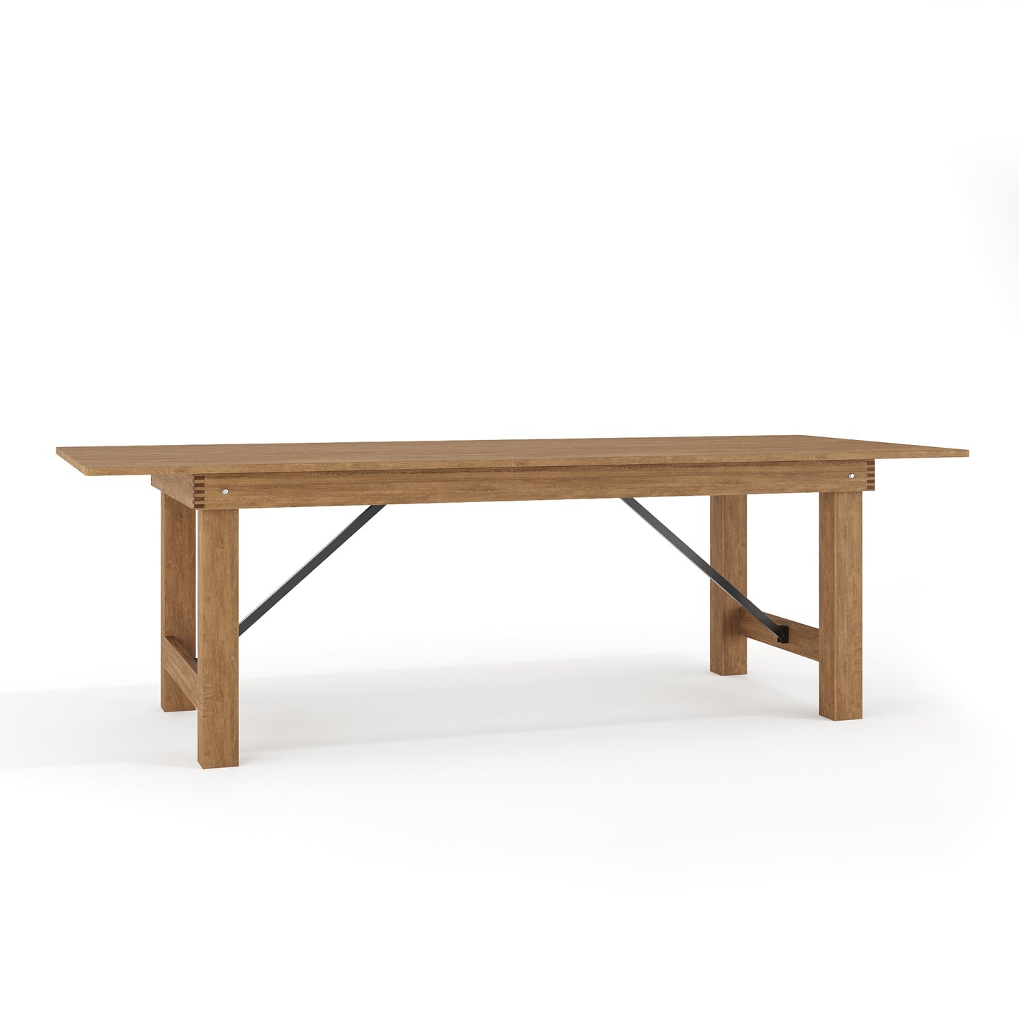 HERCULES Series 8' x 40" Rectangular Antique Rustic Solid Pine Folding Farm Table Antique Rustic