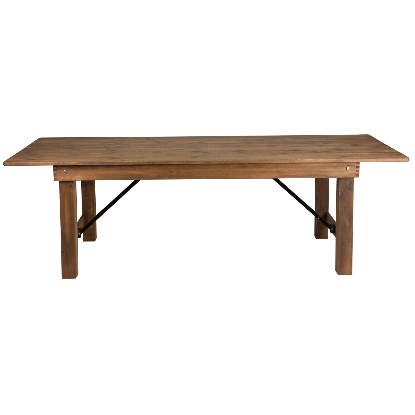 HERCULES Series 8' x 40" Rectangular Antique Rustic Solid Pine Folding Farm Table Antique Rustic