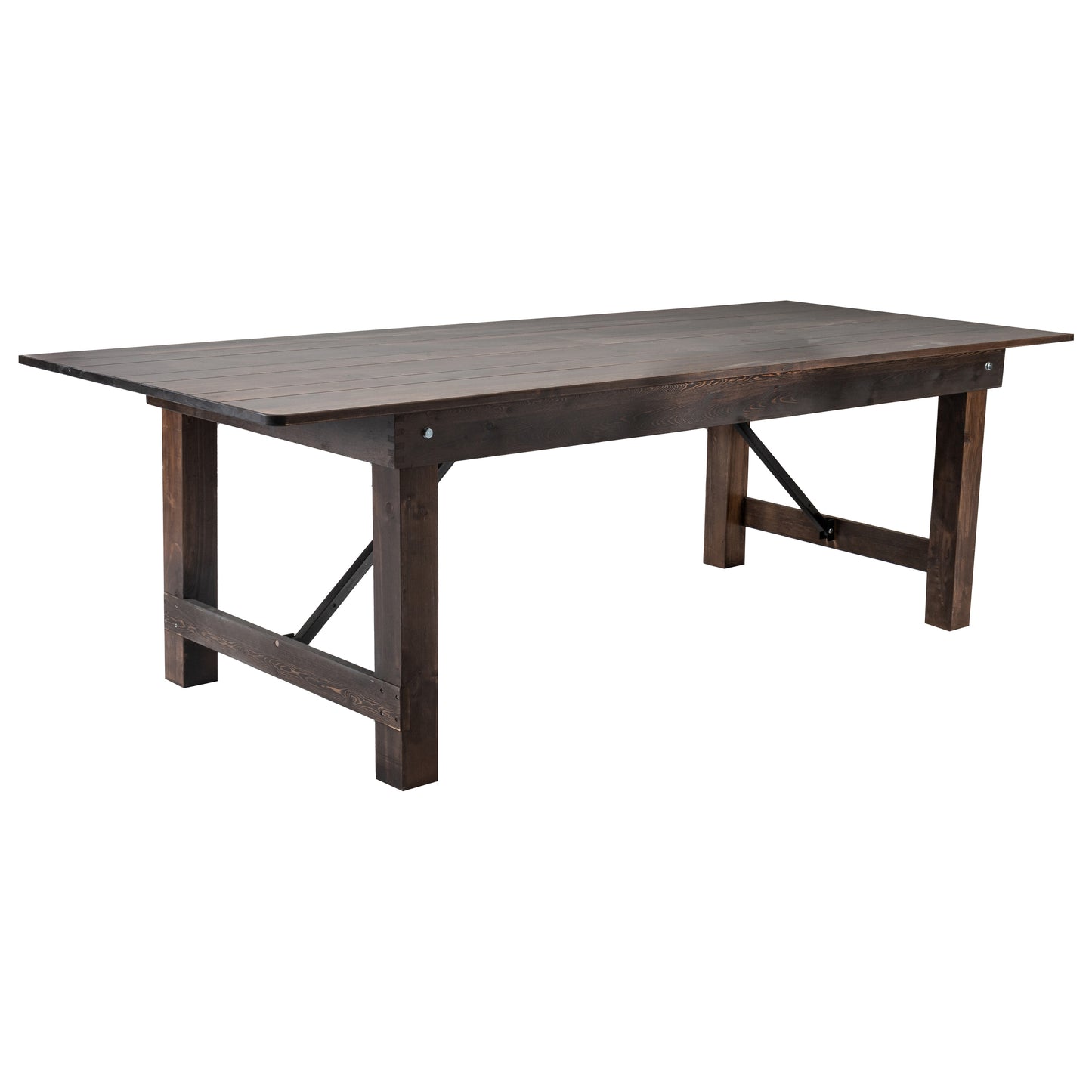 HERCULES 8' x 40" Rectangular Antique Rustic Mahogany Solid Pine Folding Farm Table Mahogany
