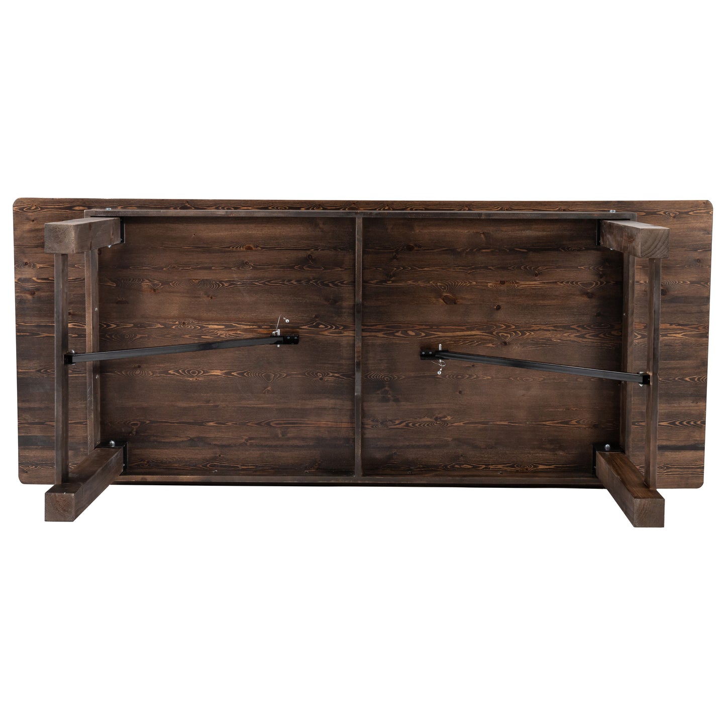 HERCULES 8' x 40" Rectangular Antique Rustic Mahogany Solid Pine Folding Farm Table Mahogany