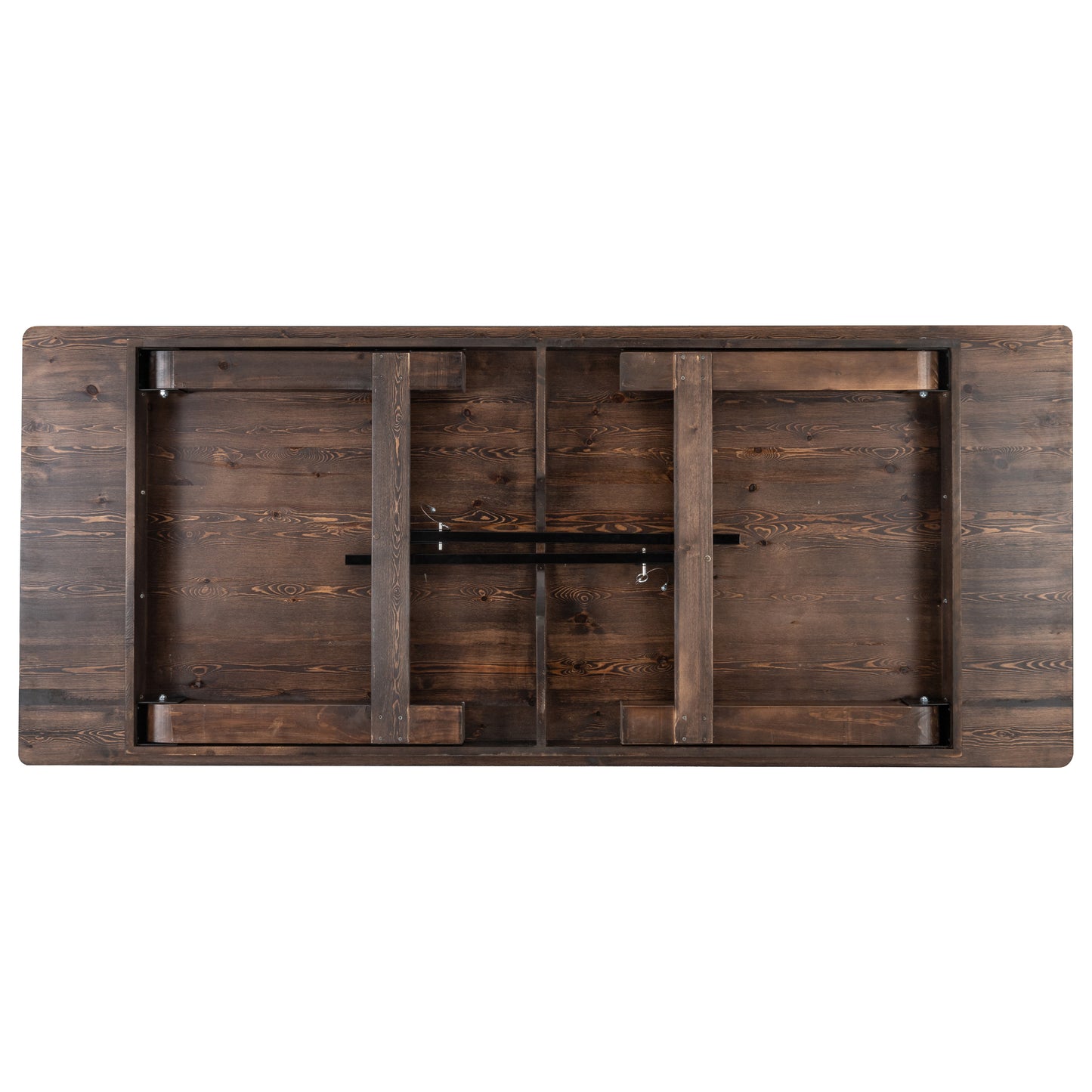 HERCULES 8' x 40" Rectangular Antique Rustic Mahogany Solid Pine Folding Farm Table Mahogany