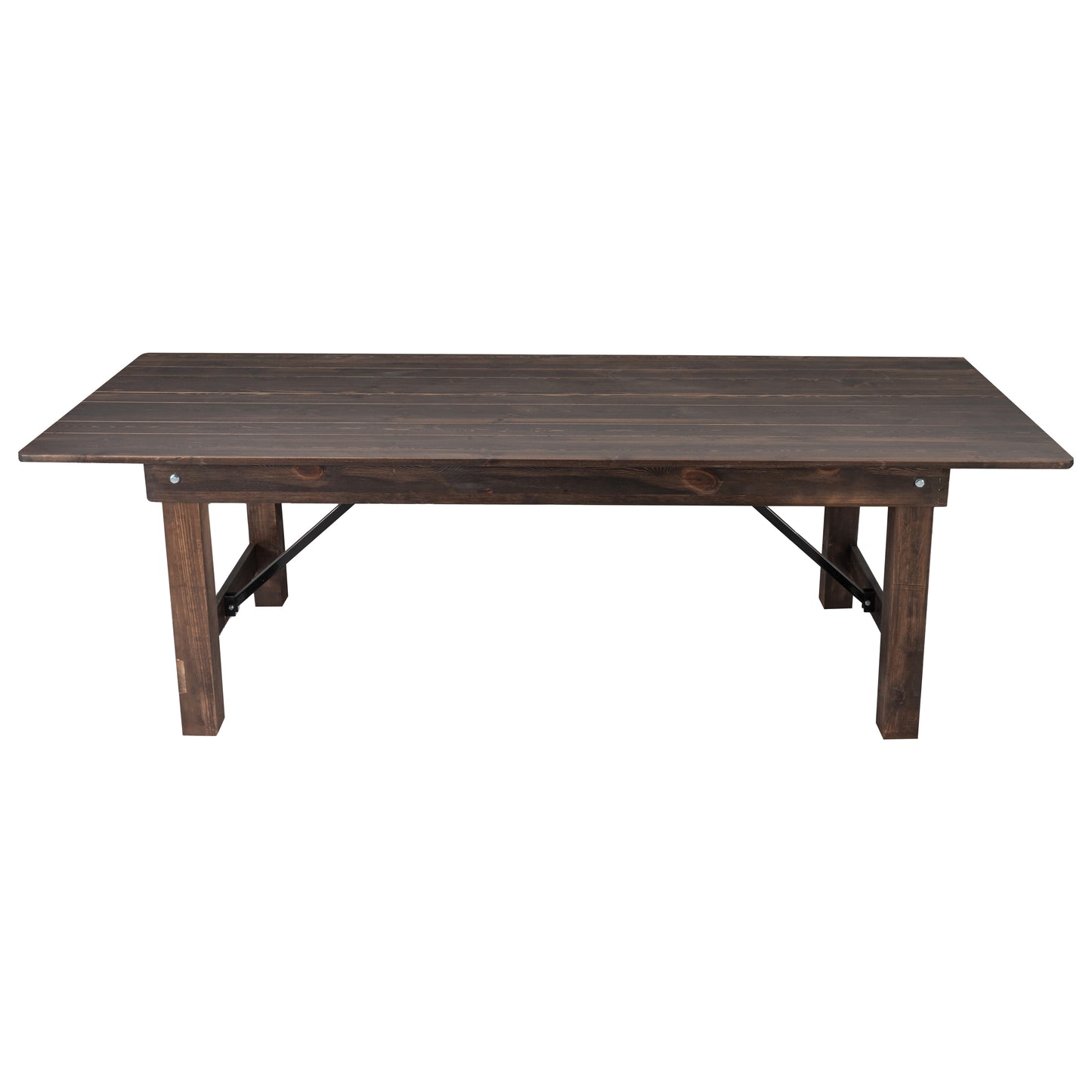 HERCULES 8' x 40" Rectangular Antique Rustic Mahogany Solid Pine Folding Farm Table Mahogany