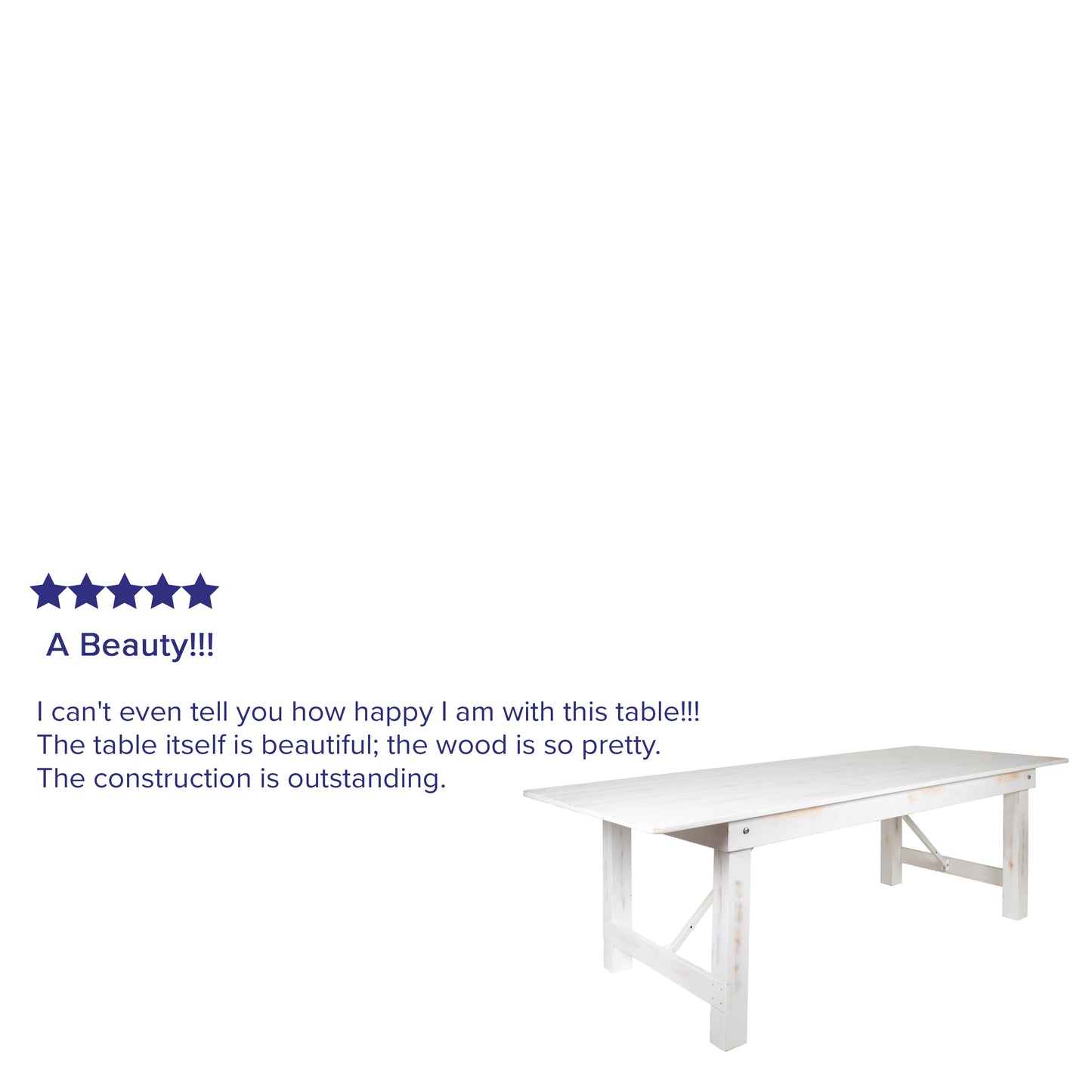 HERCULES Series 8' x 40" Rectangular Antique Rustic White Solid Pine Folding Farm Table Antique Rustic White