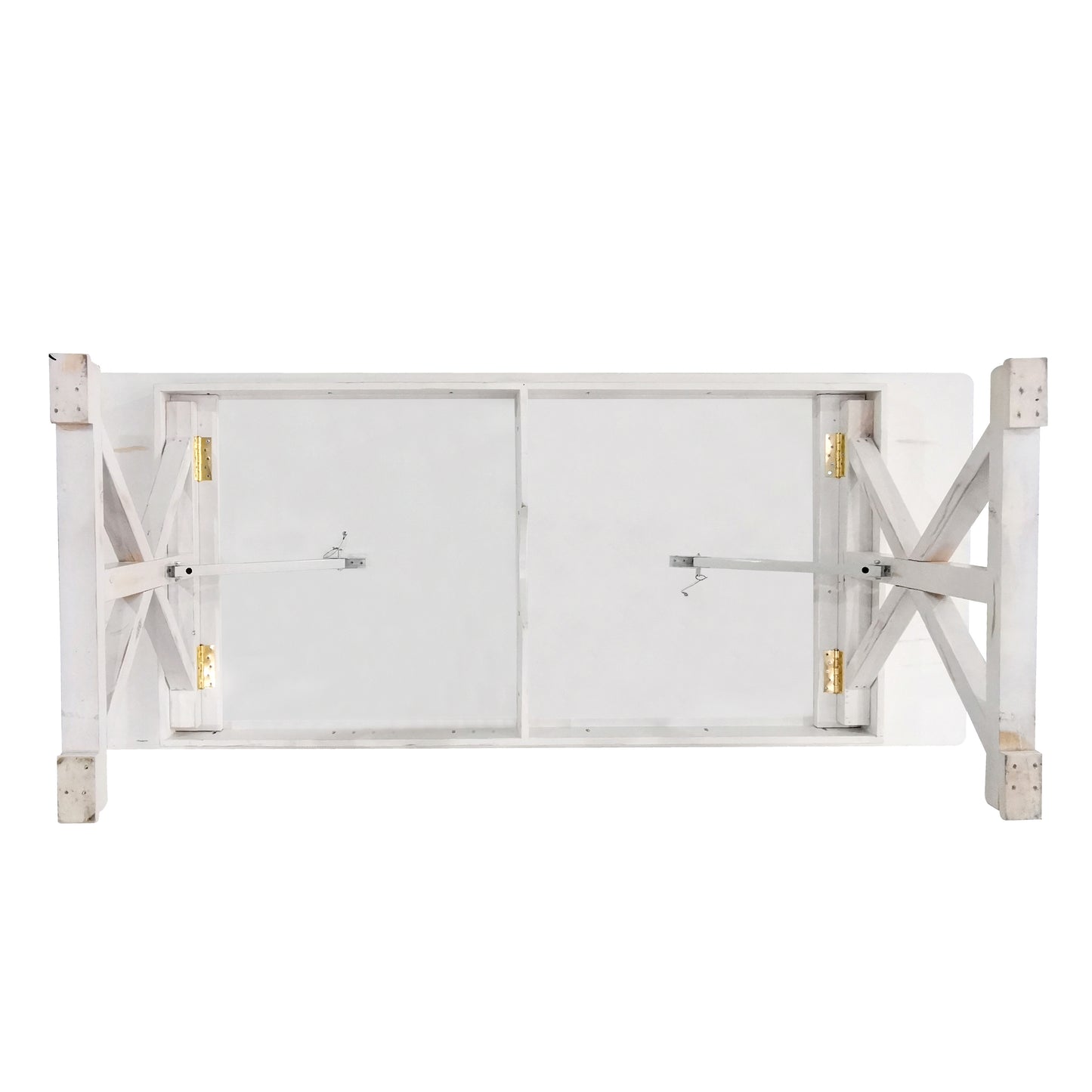 HERCULES 8' x 40" Rectangular Antique Rustic White Solid Pine Folding Farm Table with X Legs Antique Rustic White