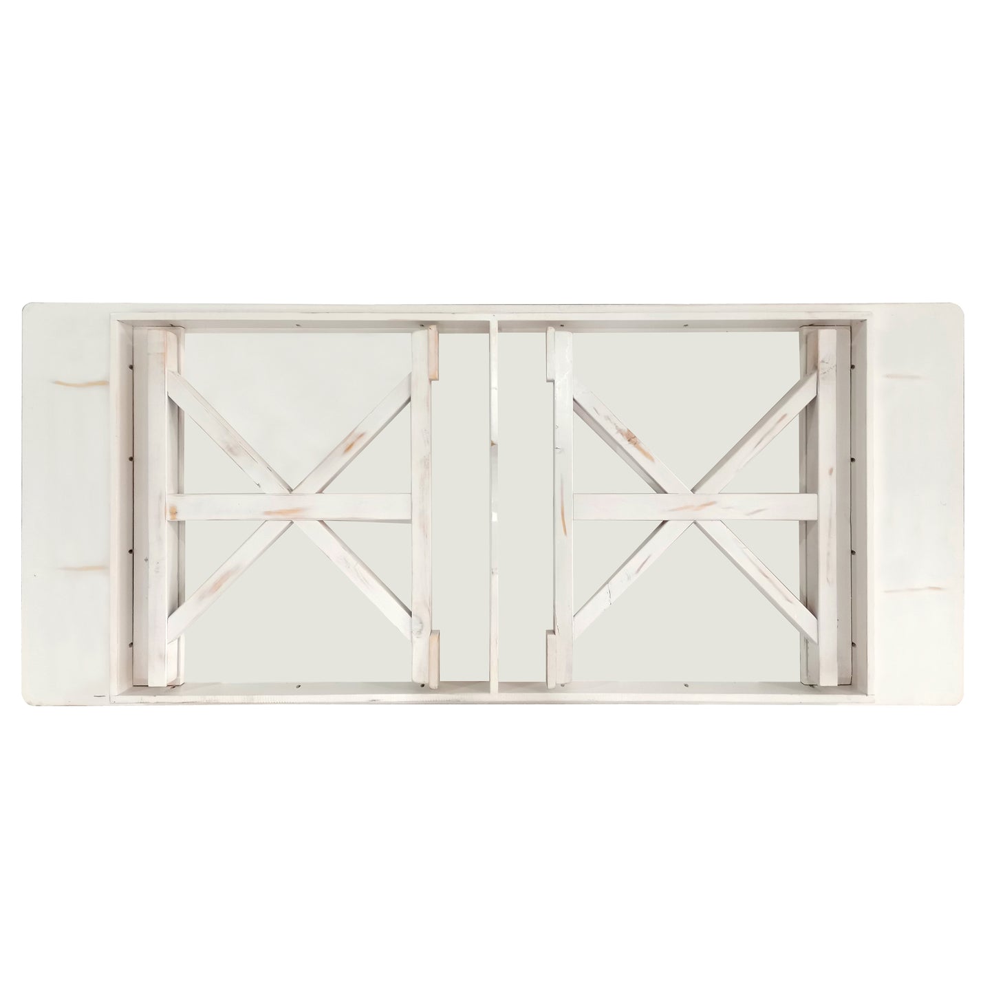 HERCULES 8' x 40" Rectangular Antique Rustic White Solid Pine Folding Farm Table with X Legs Antique Rustic White