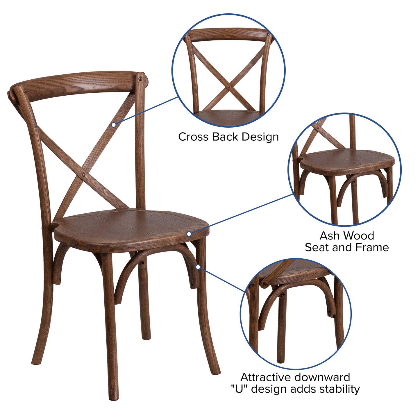 HERCULES Series 8' x 40'' Antique Rustic Folding Farm Table Set with 8 Cross Back Chairs and Cushions Antique Rustic