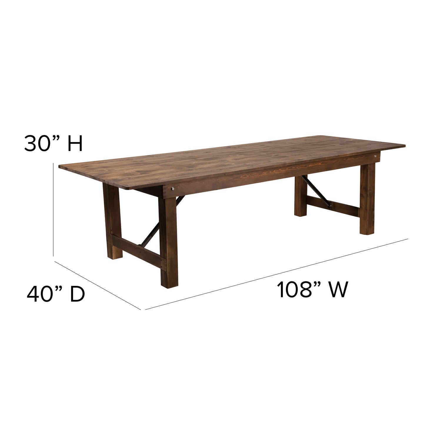 HERCULES Series 9' x 40'' Antique Rustic Folding Farm Table and Two Bench Set Antique Rustic XA-FARM-6-GG