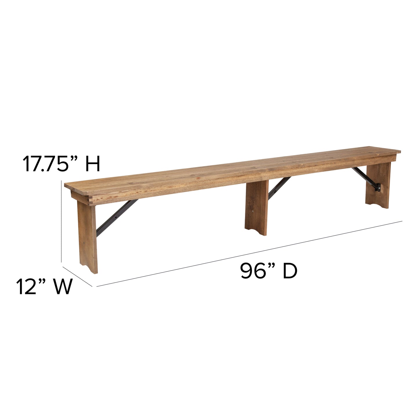 HERCULES Series 9' x 40'' Antique Rustic Folding Farm Table and Two Bench Set Antique Rustic XA-FARM-6-GG