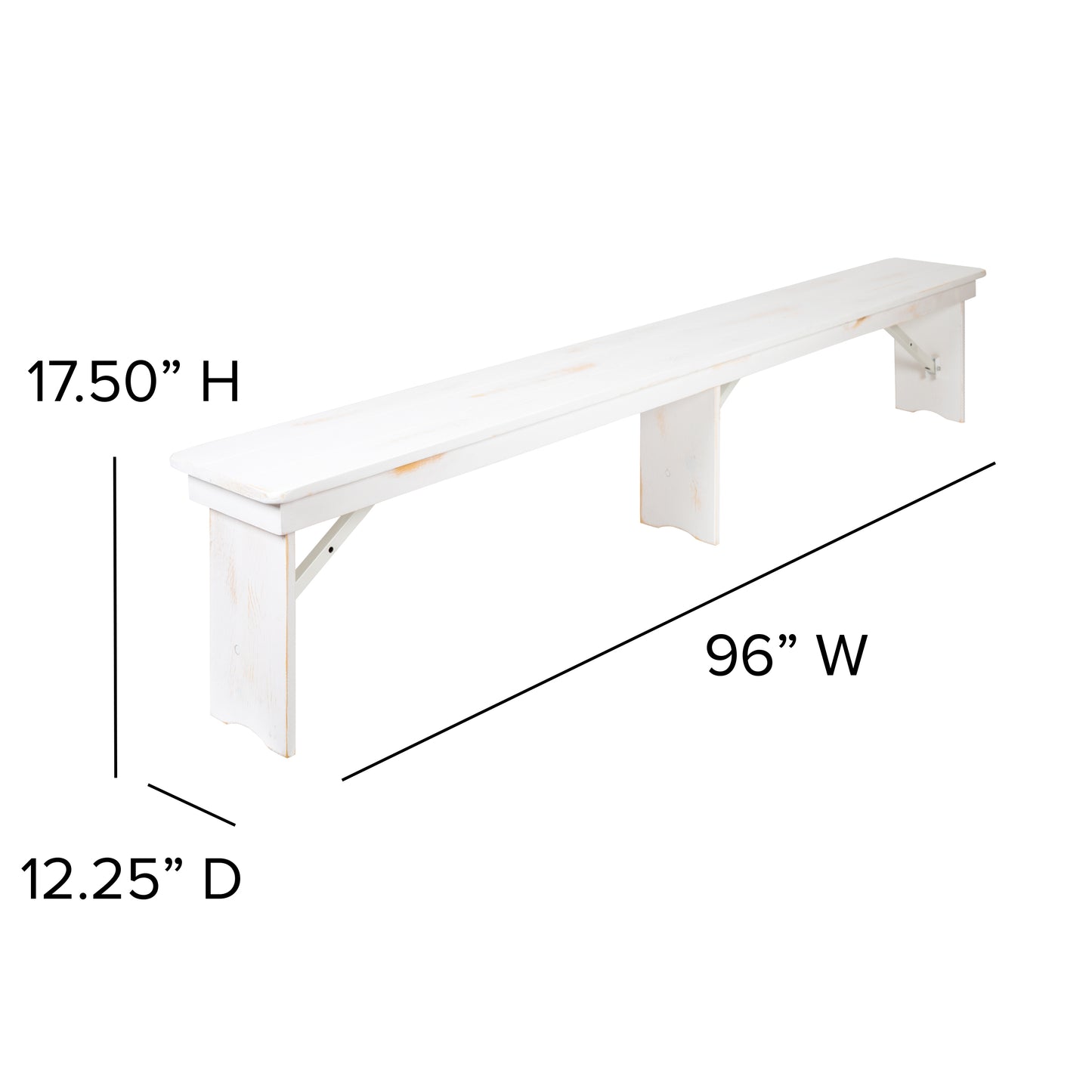 HERCULES Series 9' x 40" Antique Rustic White Folding Farm Table and Four Bench Set Antique Rustic White XA-FARM-7-WH-GG