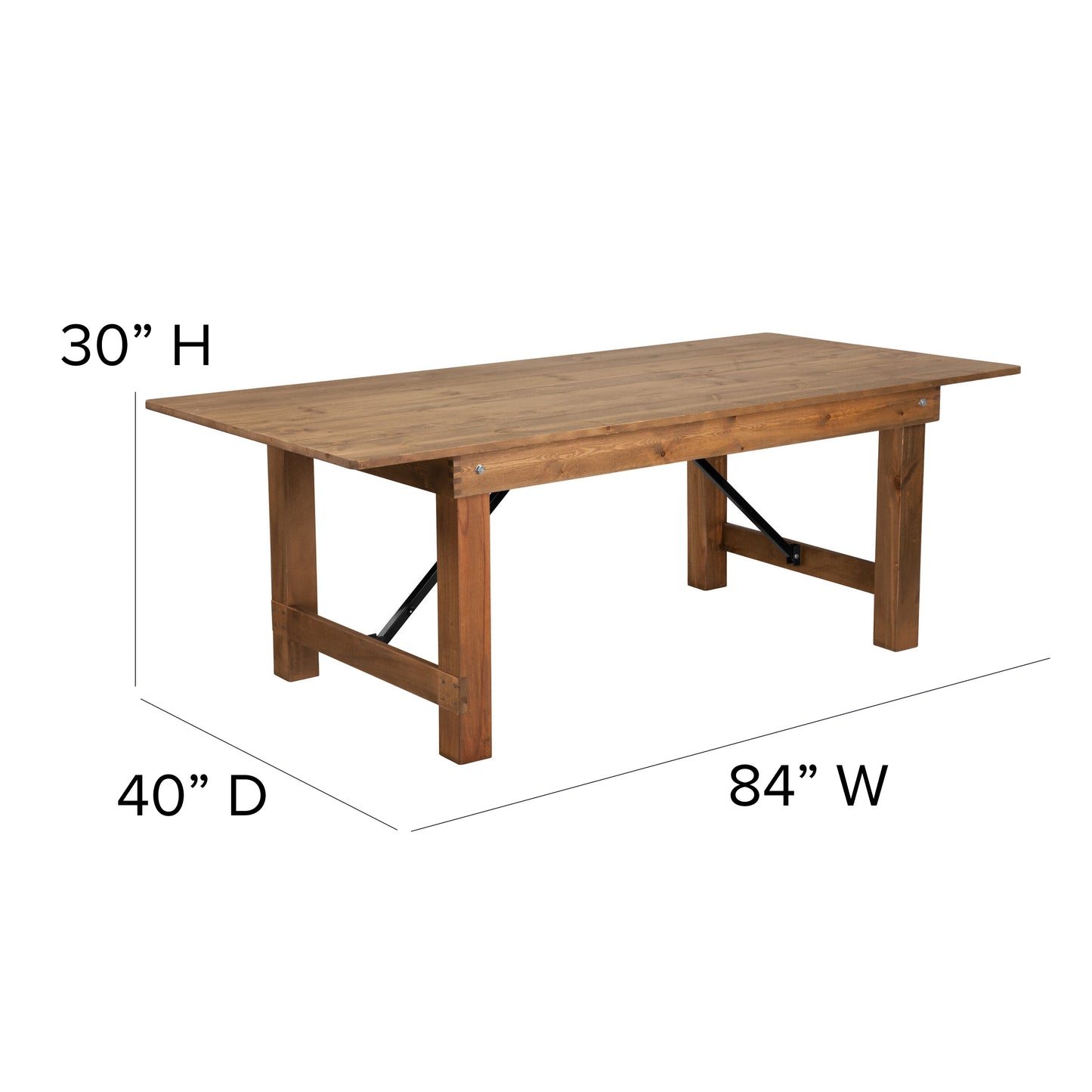 HERCULES Series 7' x 40'' Antique Rustic Folding Farm Table Set with 4 Cross Back Chairs and Cushions Antique Rustic