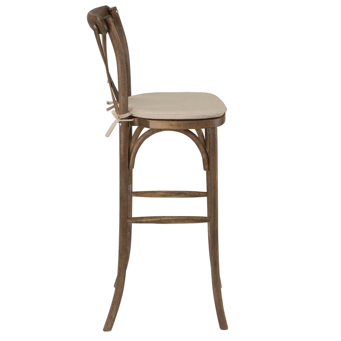 HERCULES Series Dark Antique Wood Cross Back Barstool with Cushion Dark Antique