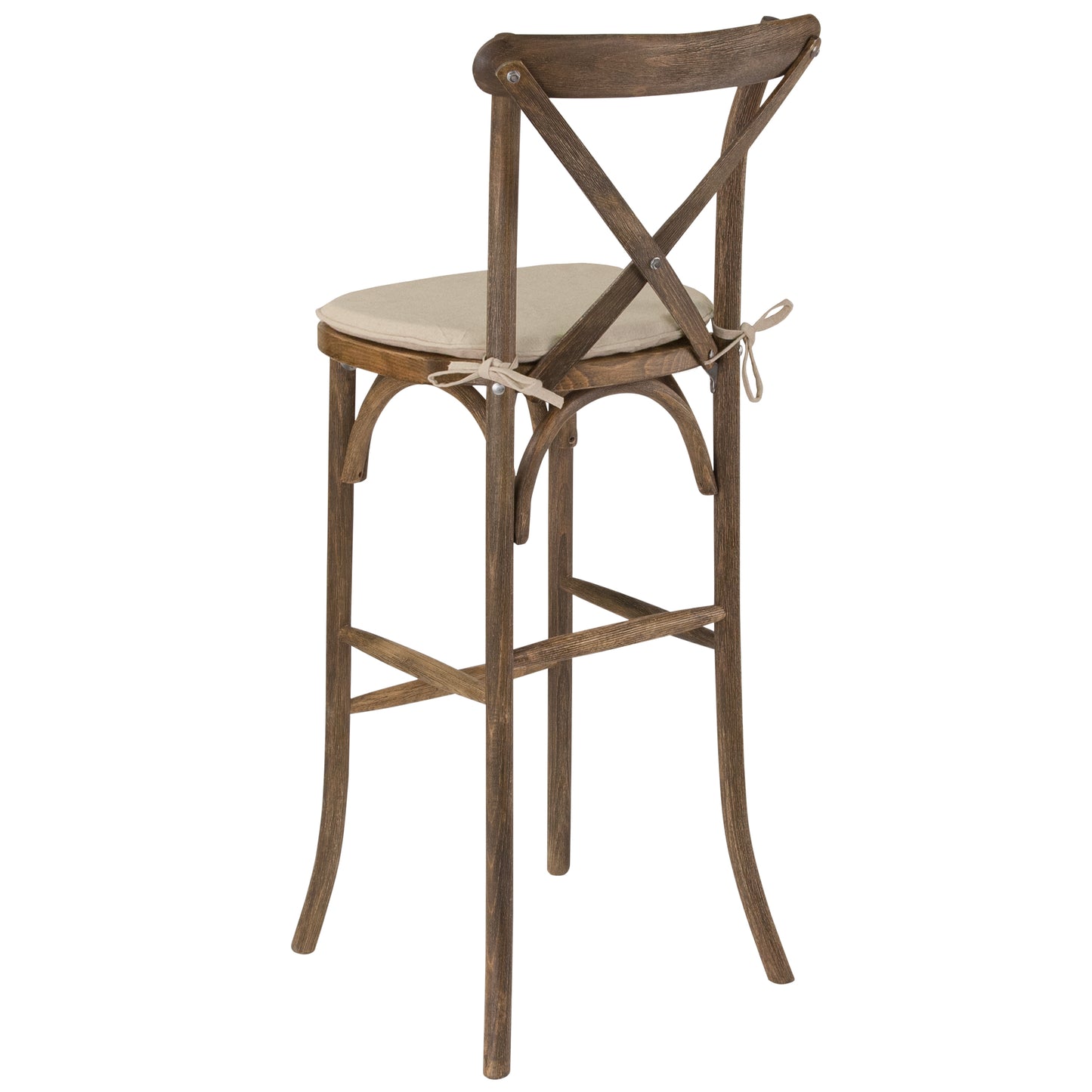 HERCULES Series Dark Antique Wood Cross Back Barstool with Cushion Dark Antique