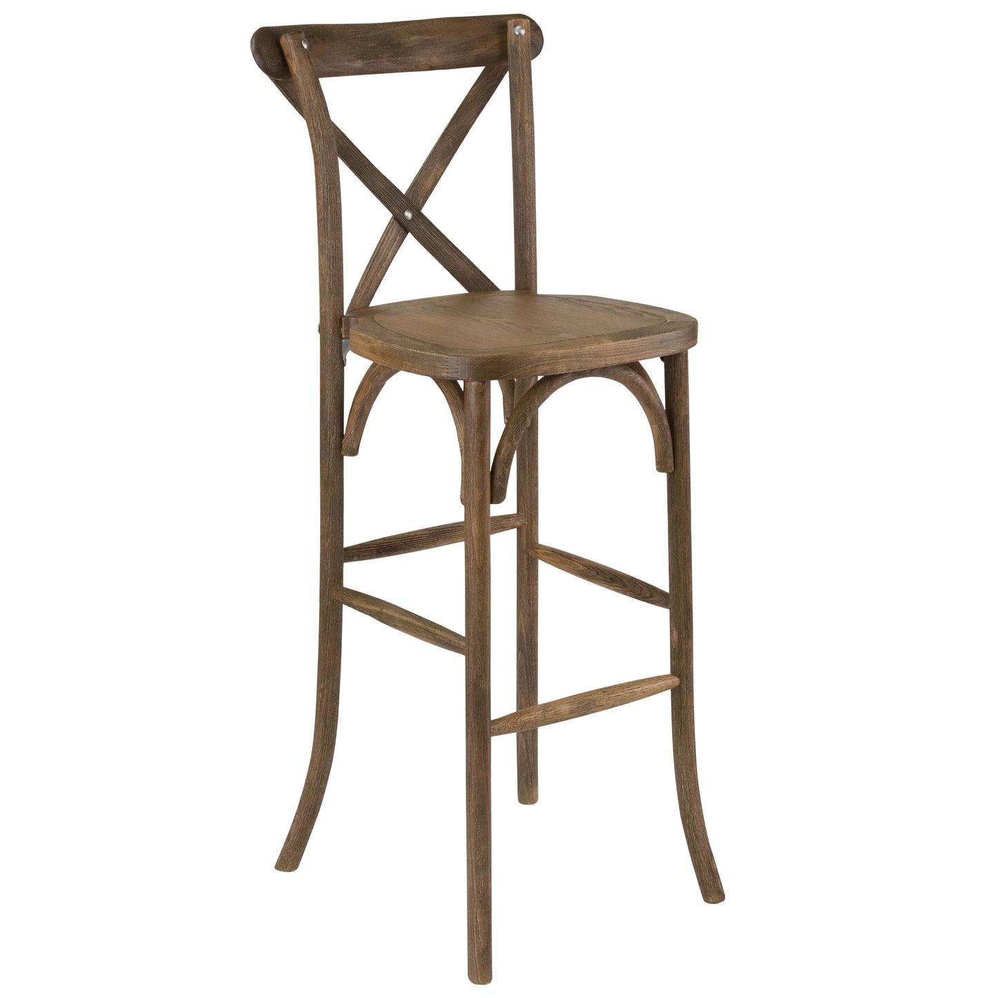 HERCULES Series Dark Antique Wood Cross Back Barstool Dark Antique