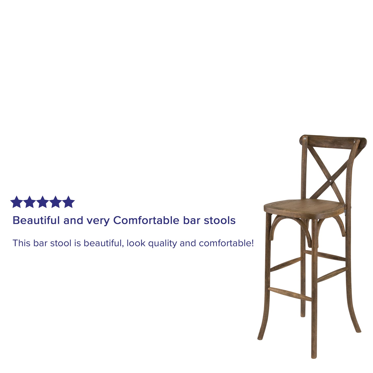 HERCULES Series Dark Antique Wood Cross Back Barstool Dark Antique