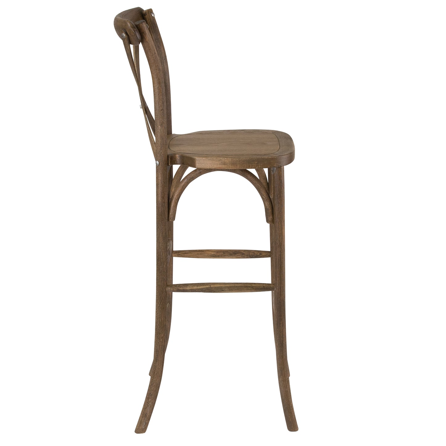 HERCULES Series Dark Antique Wood Cross Back Barstool Dark Antique