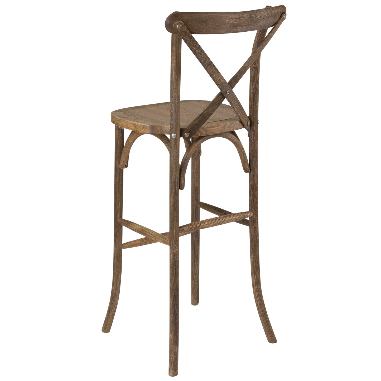 HERCULES Series Dark Antique Wood Cross Back Barstool Dark Antique