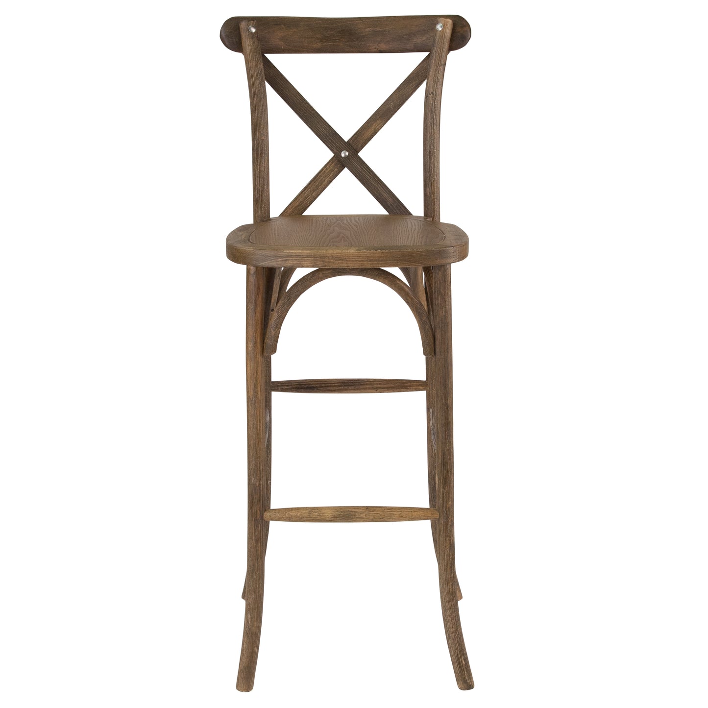 HERCULES Series Dark Antique Wood Cross Back Barstool Dark Antique