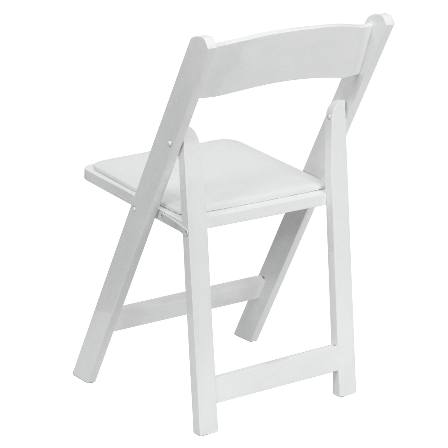 2 Pack HERCULES Series White Wood Folding Chair with Vinyl Padded Seat White