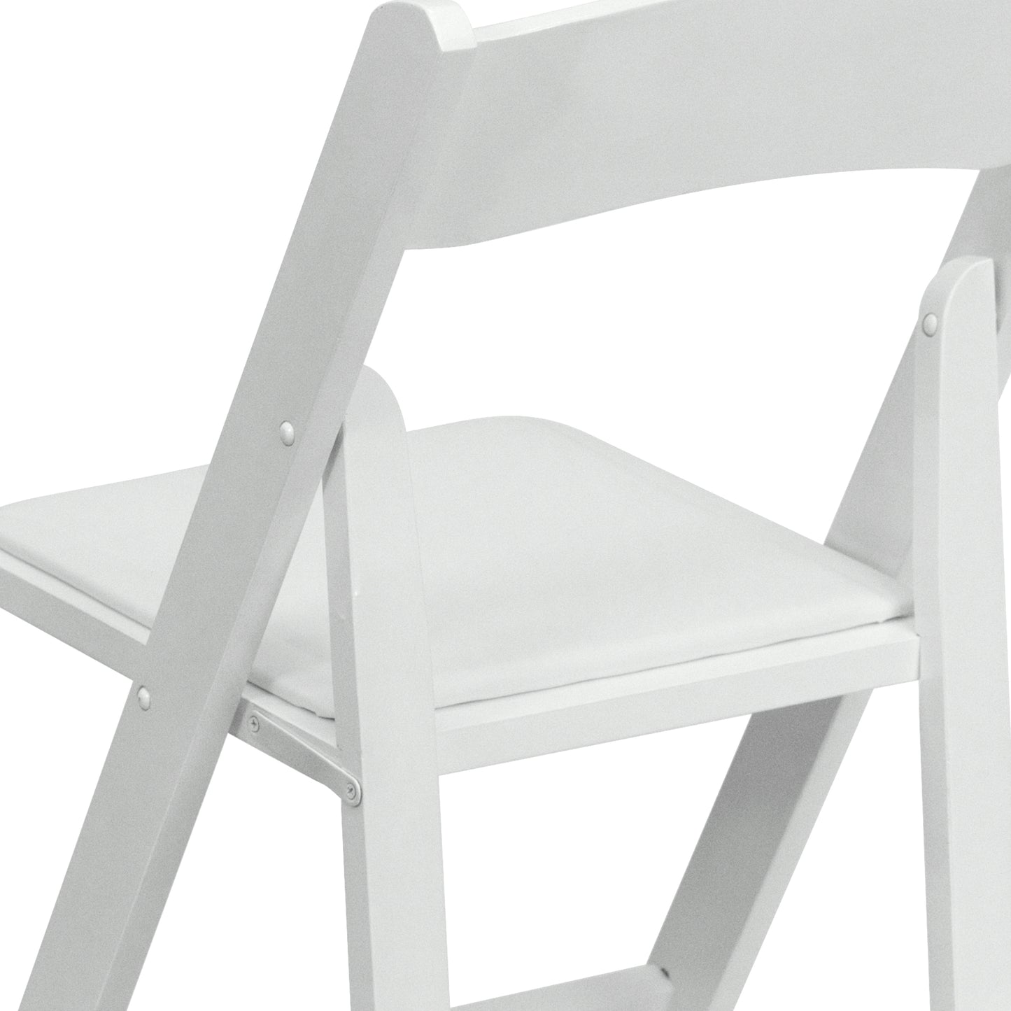 2 Pack HERCULES Series White Wood Folding Chair with Vinyl Padded Seat White