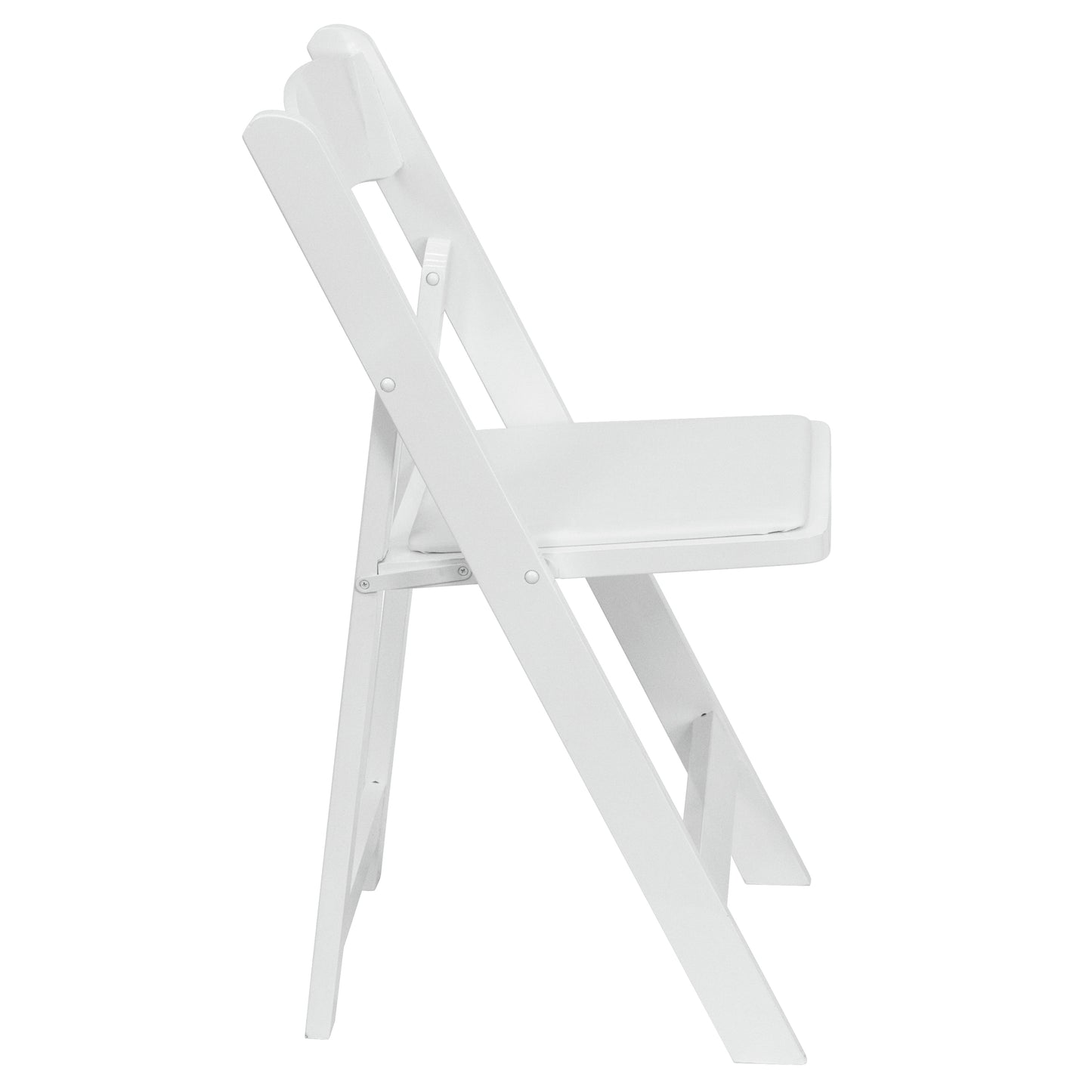 2 Pack HERCULES Series White Wood Folding Chair with Vinyl Padded Seat White