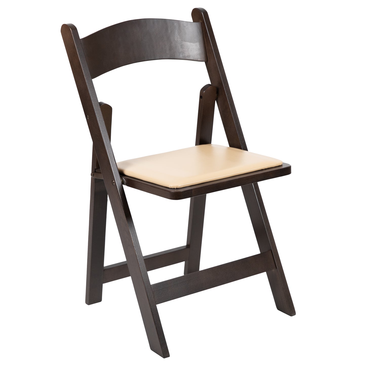 HERCULES Series Chocolate Wood Folding Chair with Vinyl Padded Seat Chocolate