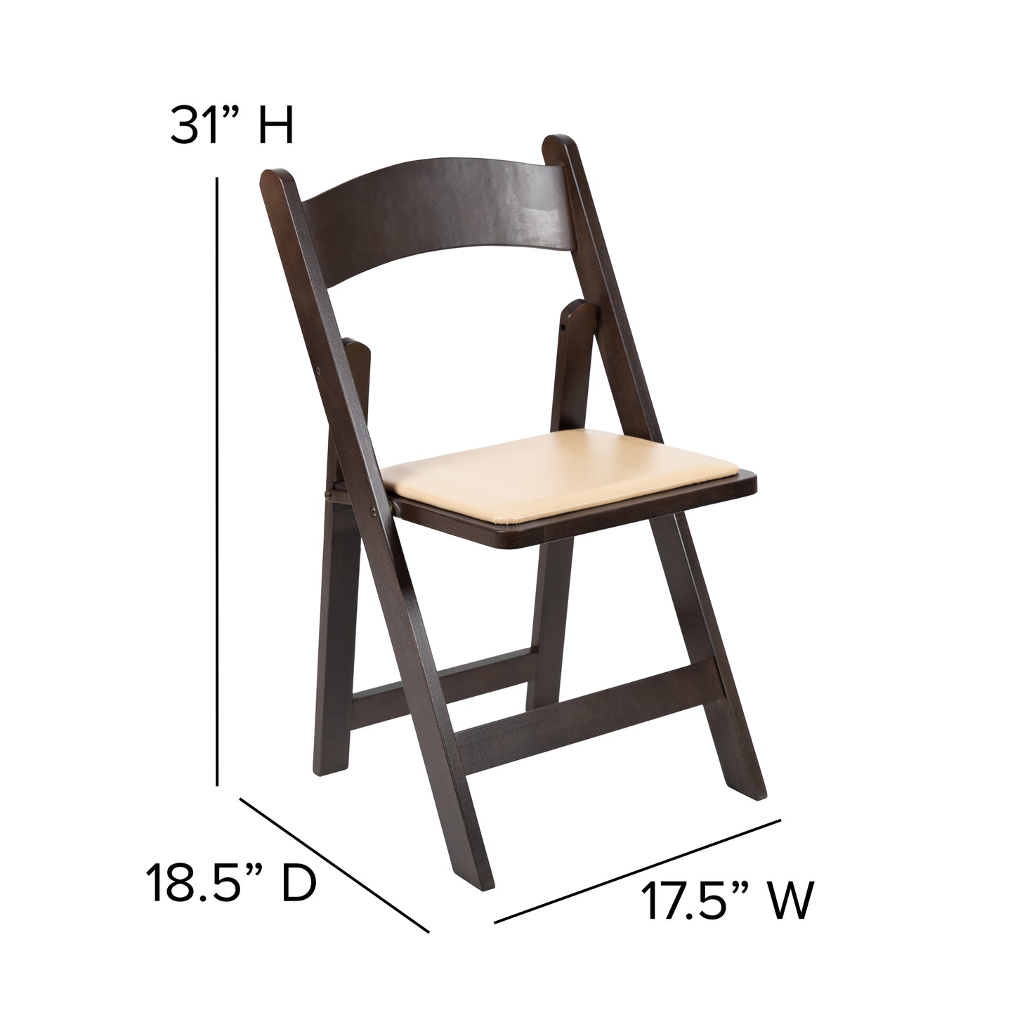 HERCULES Series Chocolate Wood Folding Chair with Vinyl Padded Seat Chocolate
