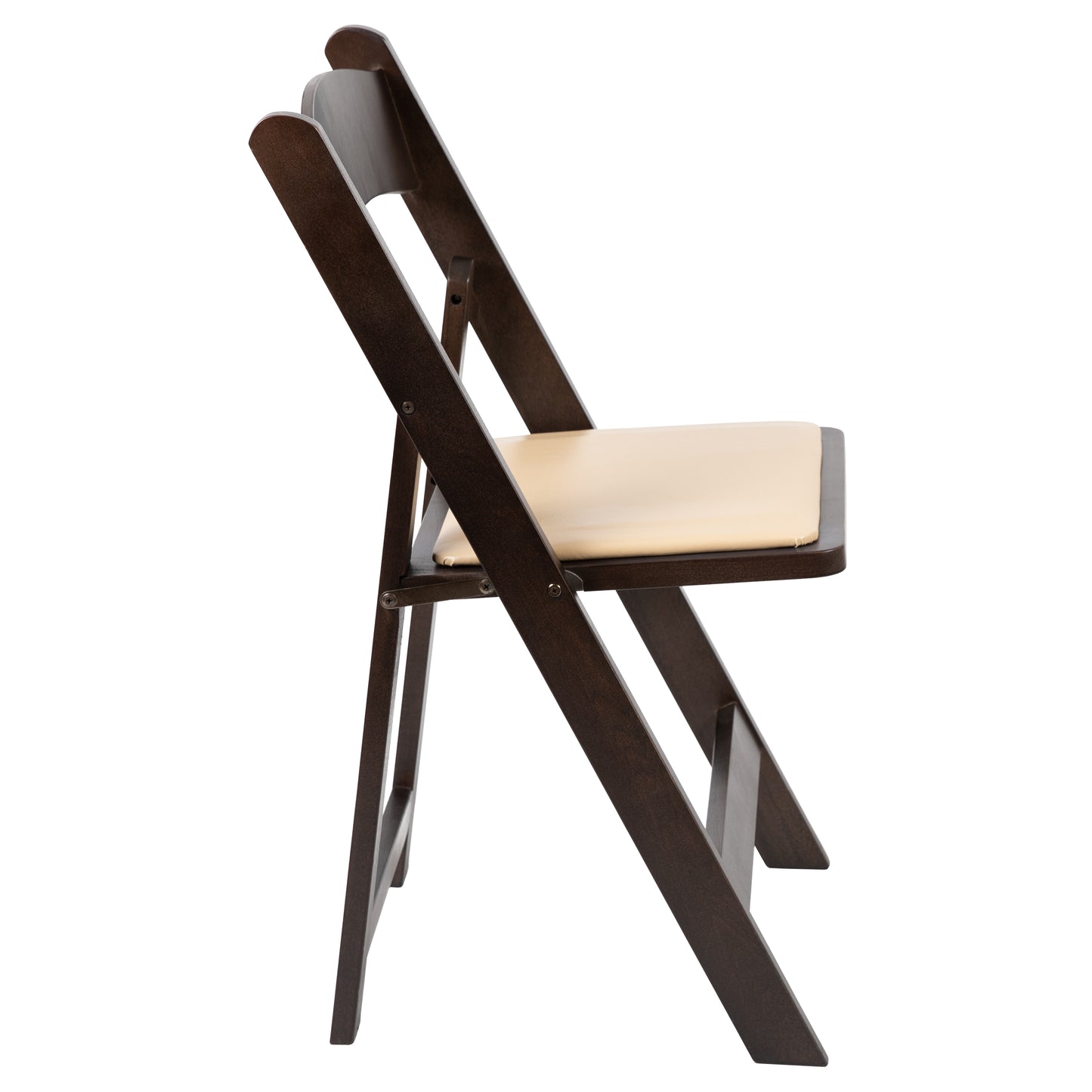 HERCULES Series Chocolate Wood Folding Chair with Vinyl Padded Seat Chocolate