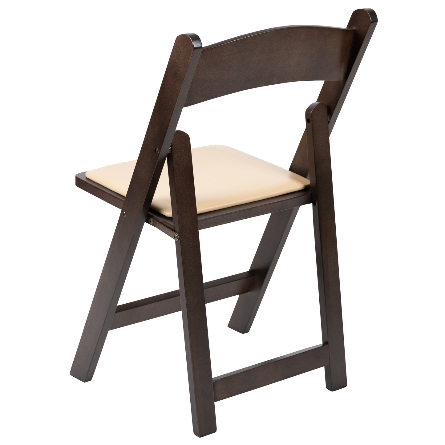 HERCULES Series Chocolate Wood Folding Chair with Vinyl Padded Seat Chocolate