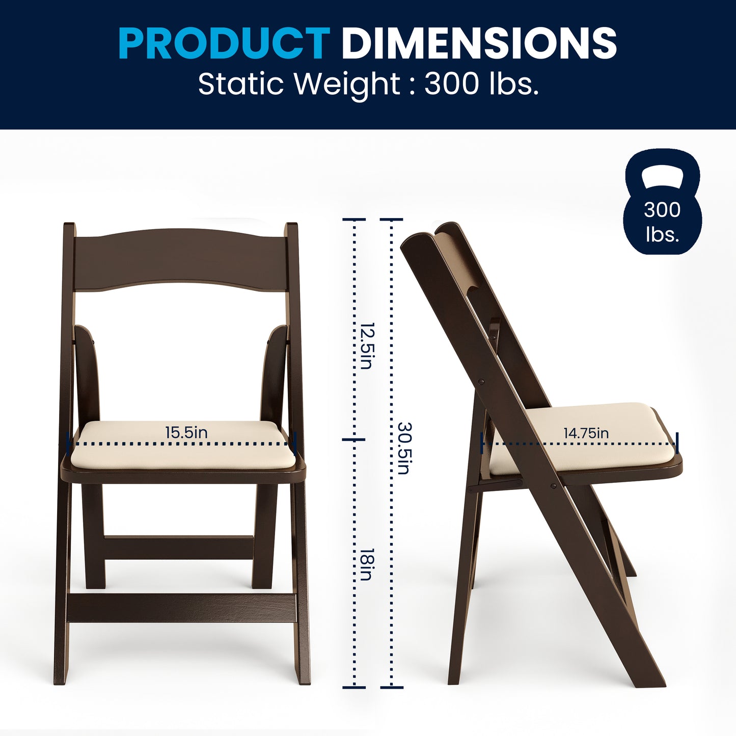2 Pack HERCULES Series Fruitwood Wood Folding Chair with Vinyl Padded Seat Fruitwood