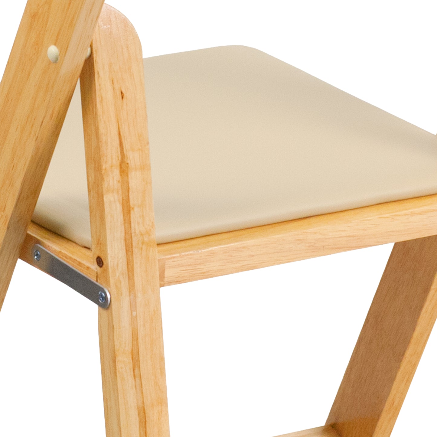 2 Pack HERCULES Series Natural Wood Folding Chair with Vinyl Padded Seat Natural