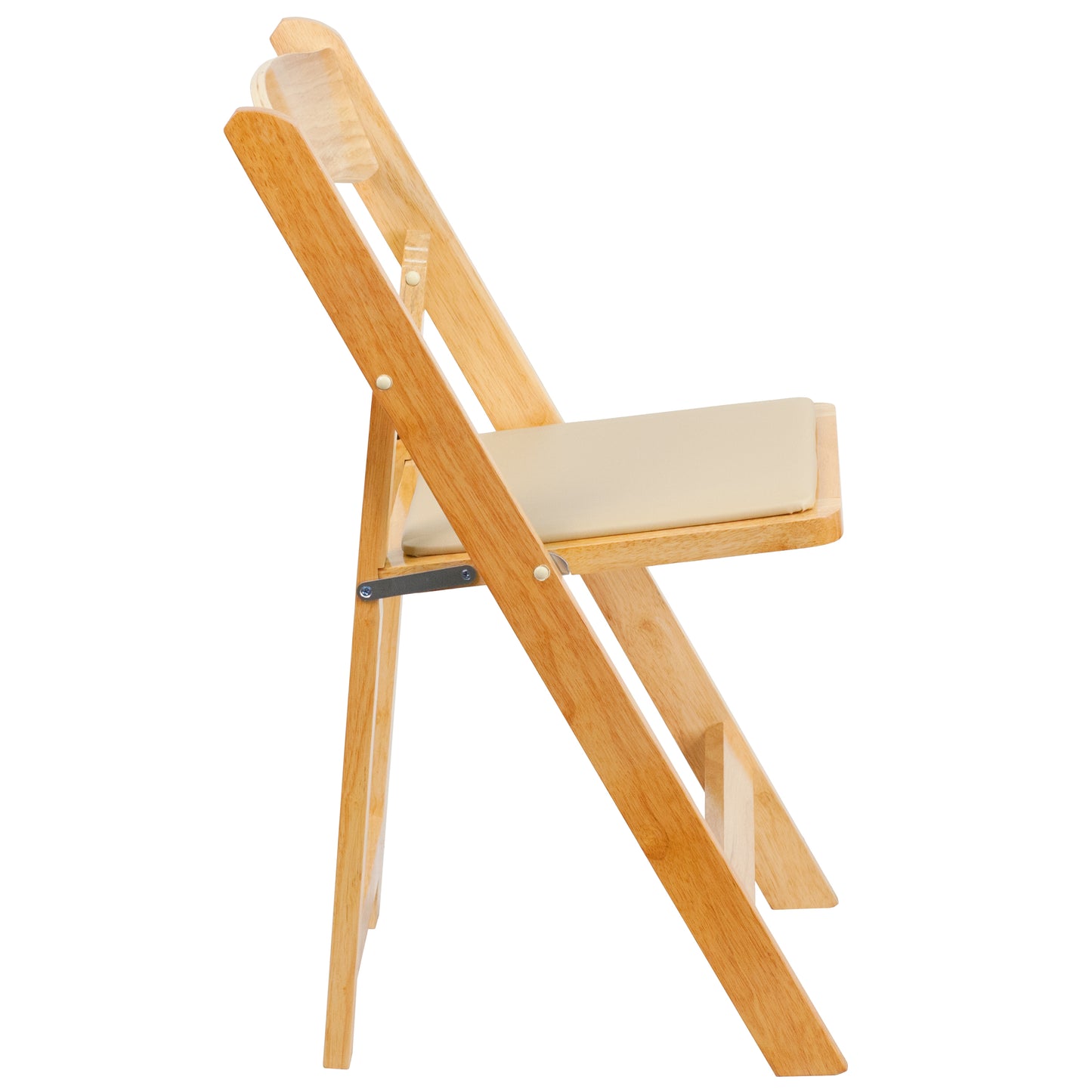 2 Pack HERCULES Series Natural Wood Folding Chair with Vinyl Padded Seat Natural