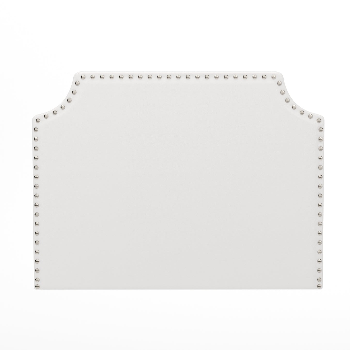 Adeline Contoured Twin Headboard with 2 Power Outlets, 1 USB and 1 USB Type-C Port with Studded LeatherSoft Upholstery and Dual Hanging Options, White White LeatherSoft