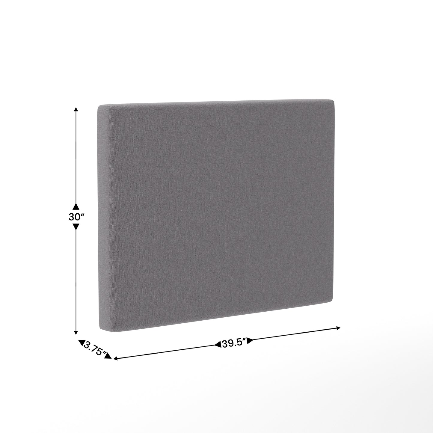 Hugo Twin Headboard with 2 Power Outlets, 1 USB and 1 USB Type-C Port with Faux Linen Upholstery and Dual Hanging Options in Gray Gray