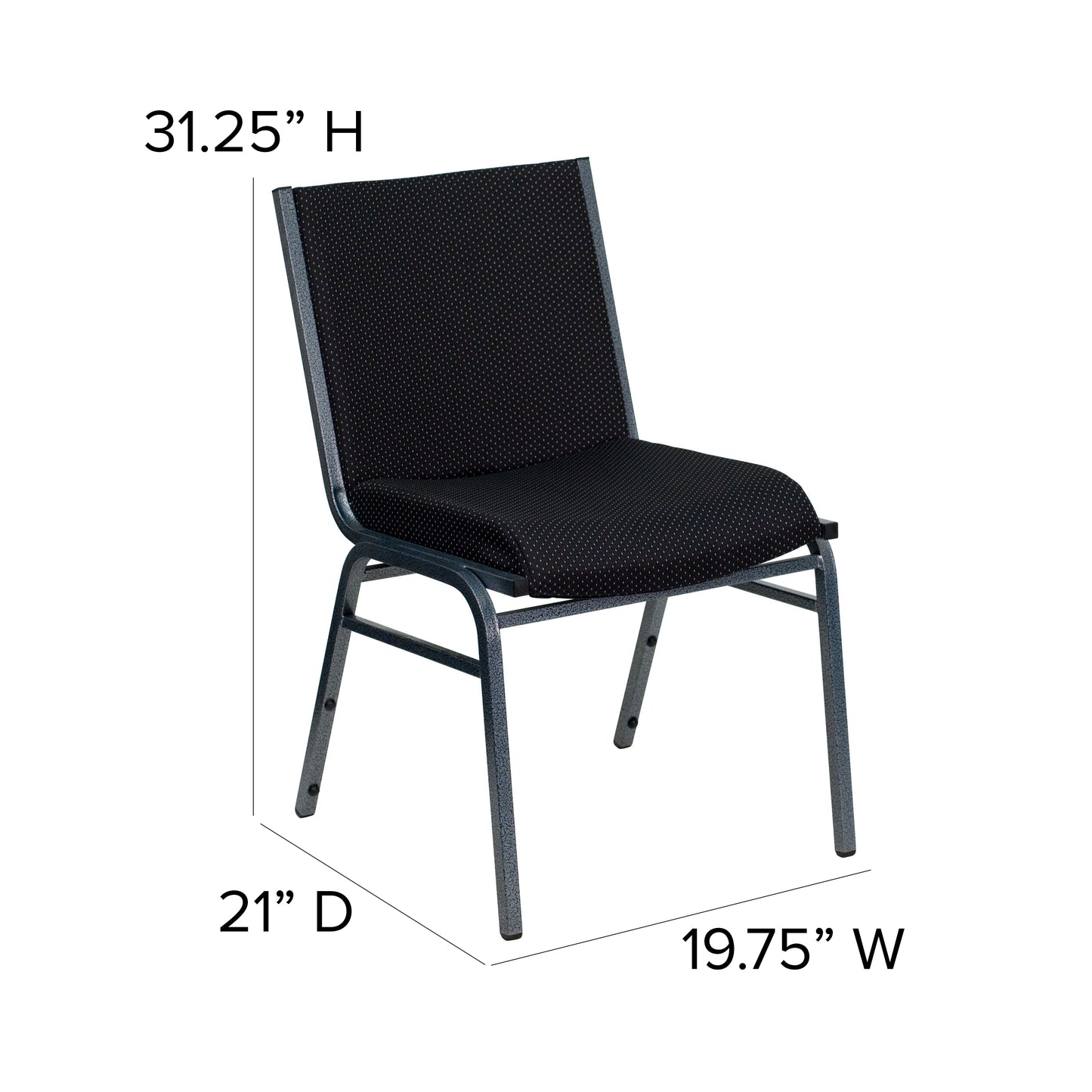 HERCULES Series Heavy Duty Black Dot Fabric Stack Chair Black Patterned Fabric
