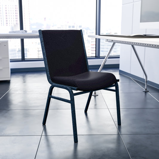 HERCULES Series Heavy Duty Black Dot Fabric Stack Chair Black Patterned Fabric