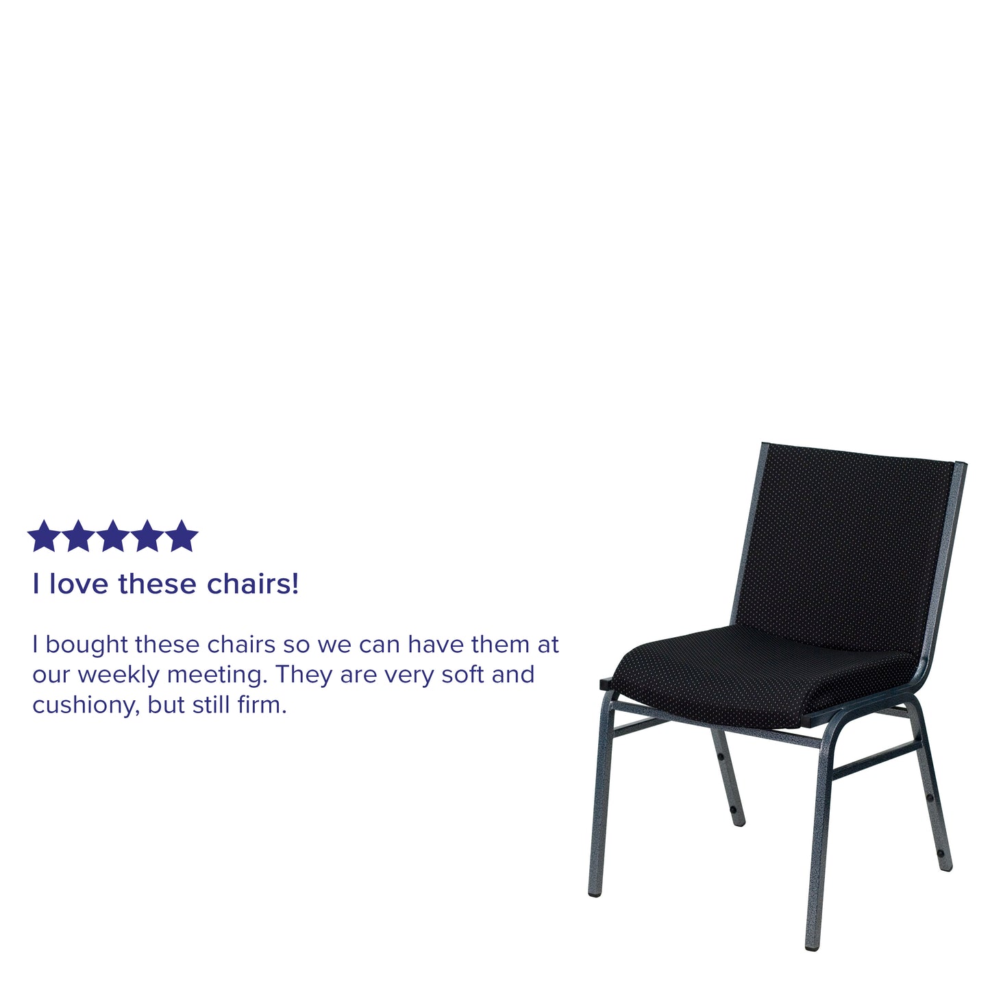 HERCULES Series Heavy Duty Black Dot Fabric Stack Chair Black Patterned Fabric