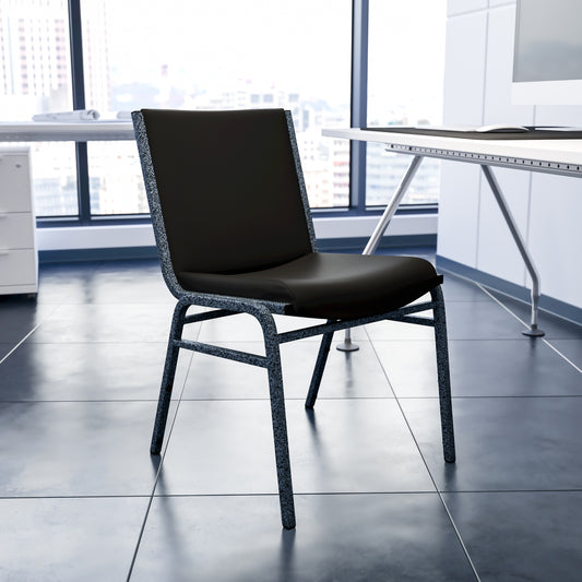 HERCULES Series Heavy Duty Black Vinyl Stack Chair Black Vinyl