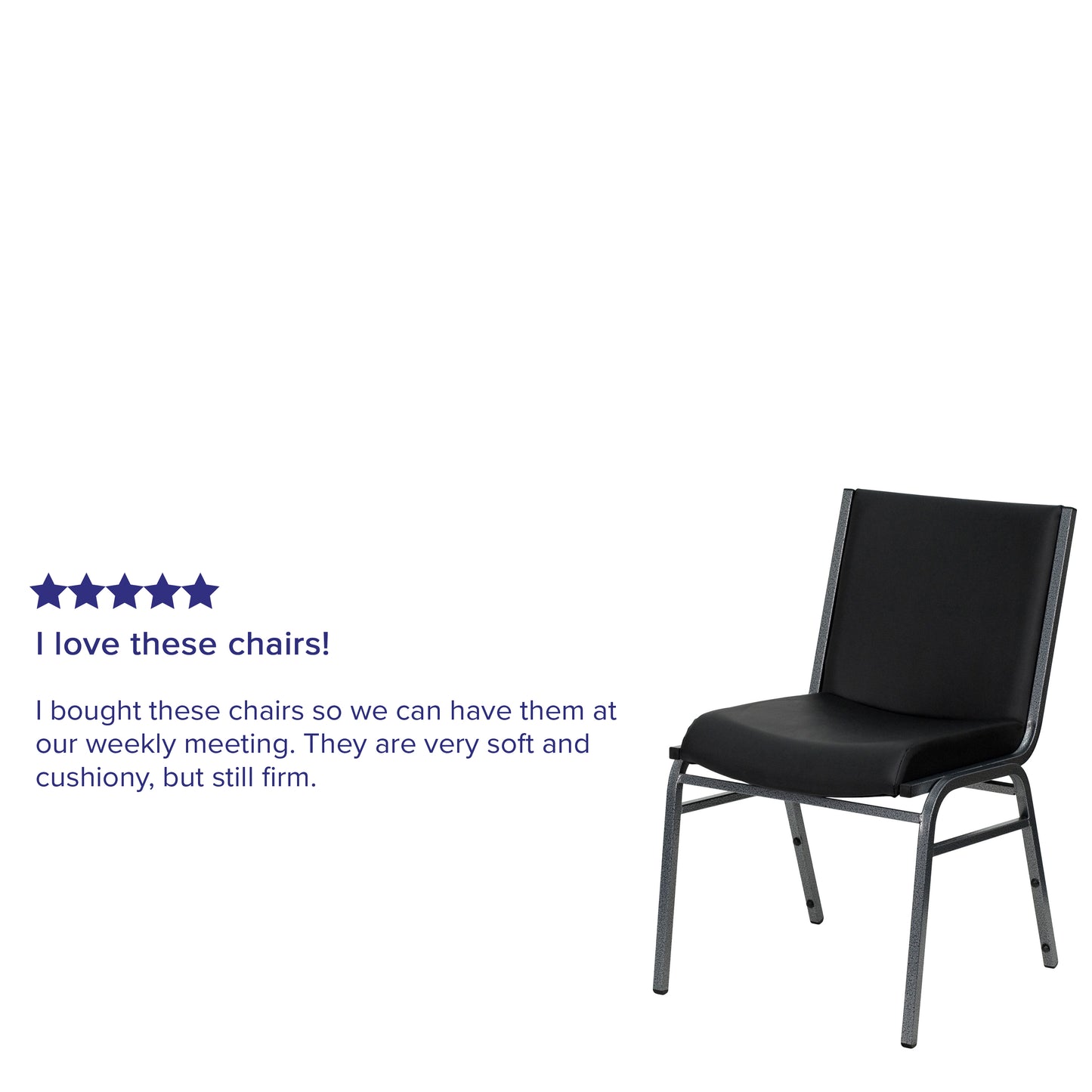 HERCULES Series Heavy Duty Black Vinyl Stack Chair Black Vinyl