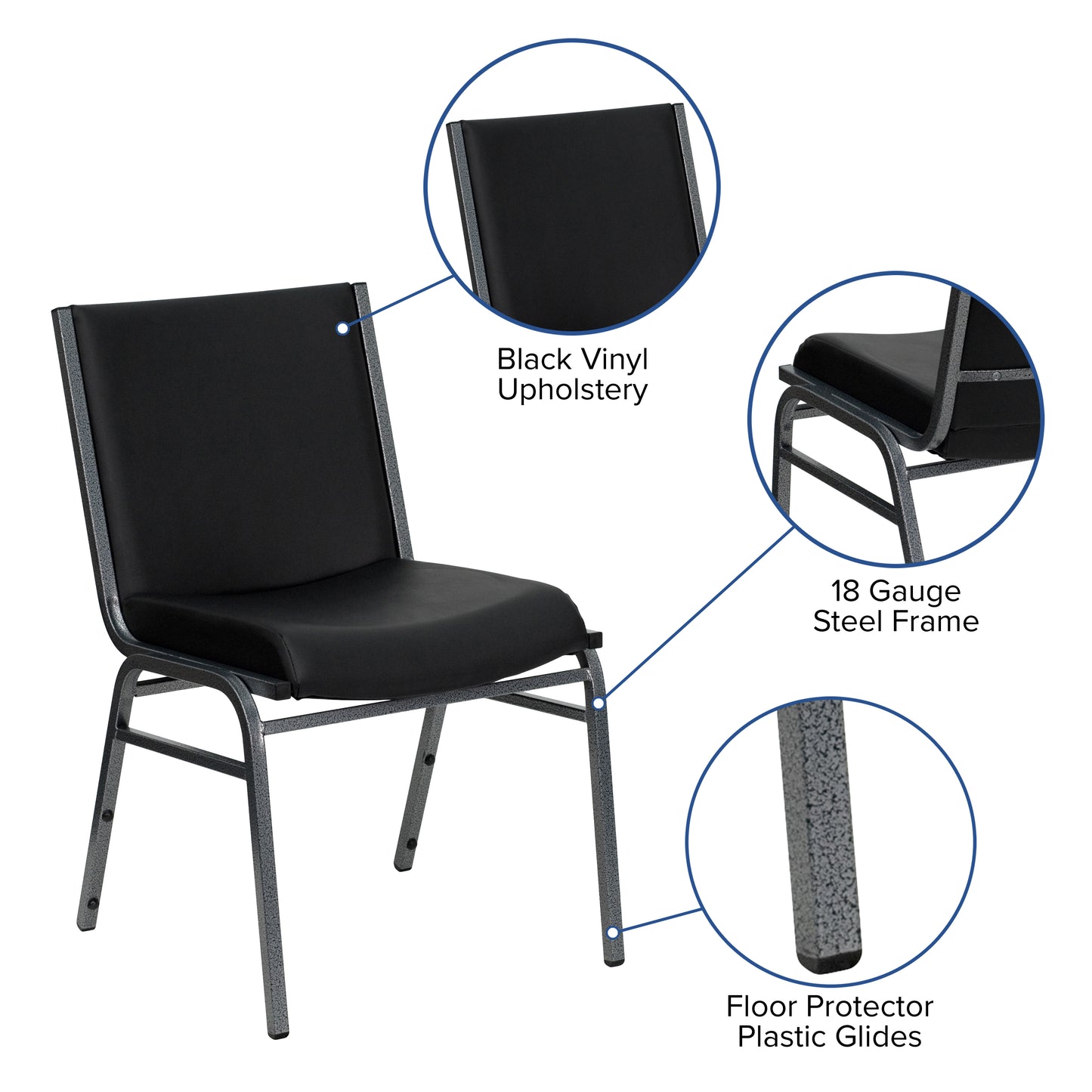 HERCULES Series Heavy Duty Black Vinyl Stack Chair Black Vinyl