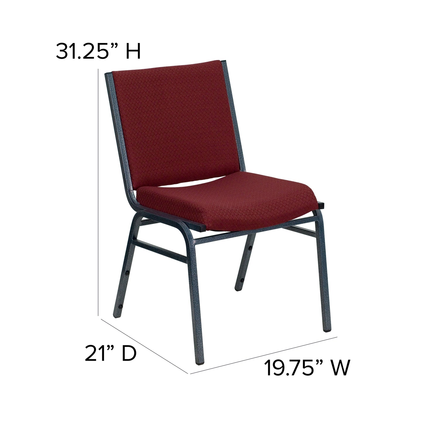 HERCULES Series Heavy Duty Burgundy Patterned Fabric Stack Chair Burgundy Patterned Fabric
