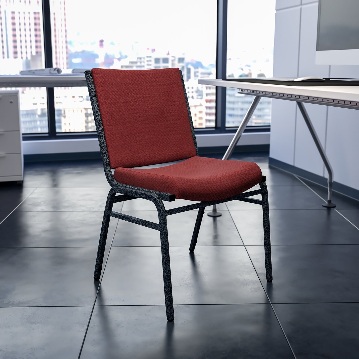 HERCULES Series Heavy Duty Burgundy Patterned Fabric Stack Chair Burgundy Patterned Fabric