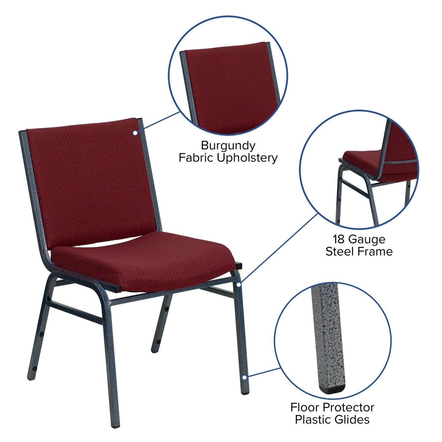 HERCULES Series Heavy Duty Burgundy Patterned Fabric Stack Chair Burgundy Patterned Fabric