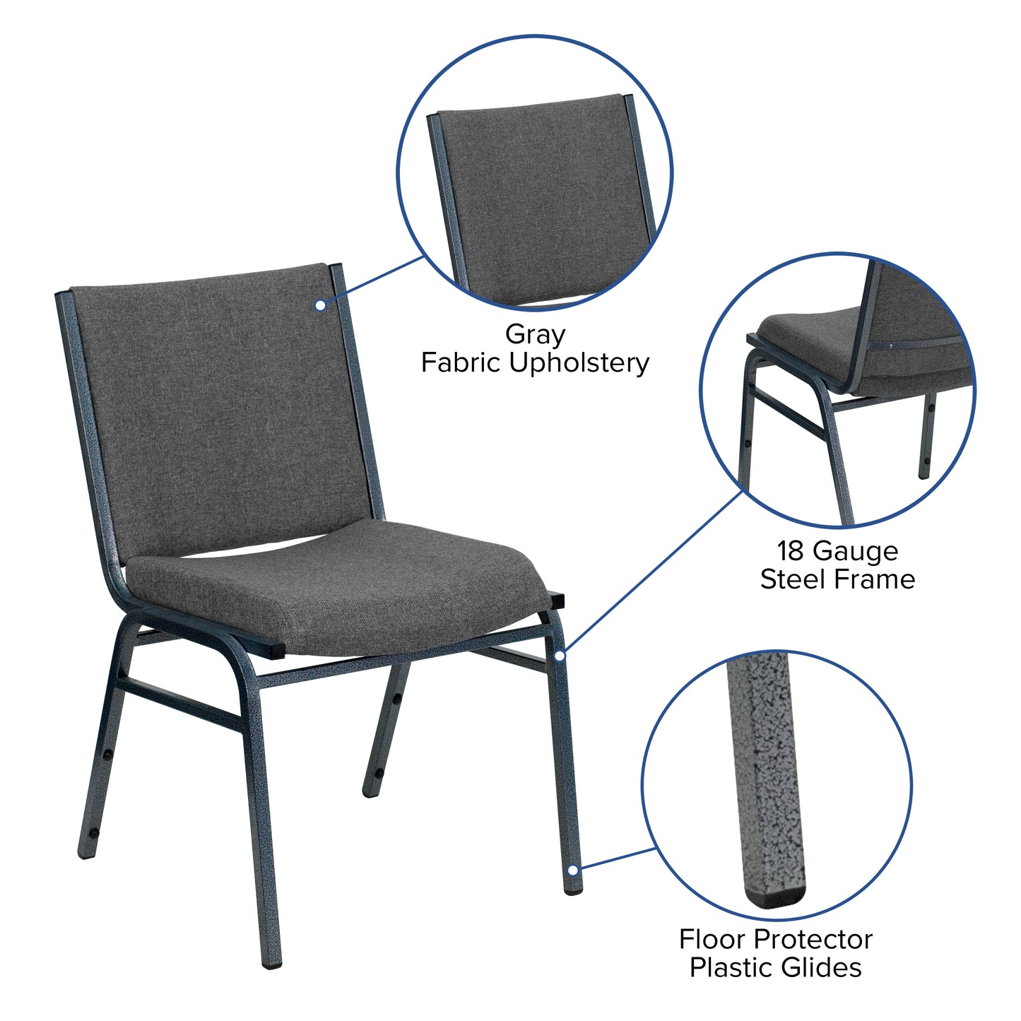 HERCULES Series Heavy Duty Gray Fabric Stack Chair Gray Fabric