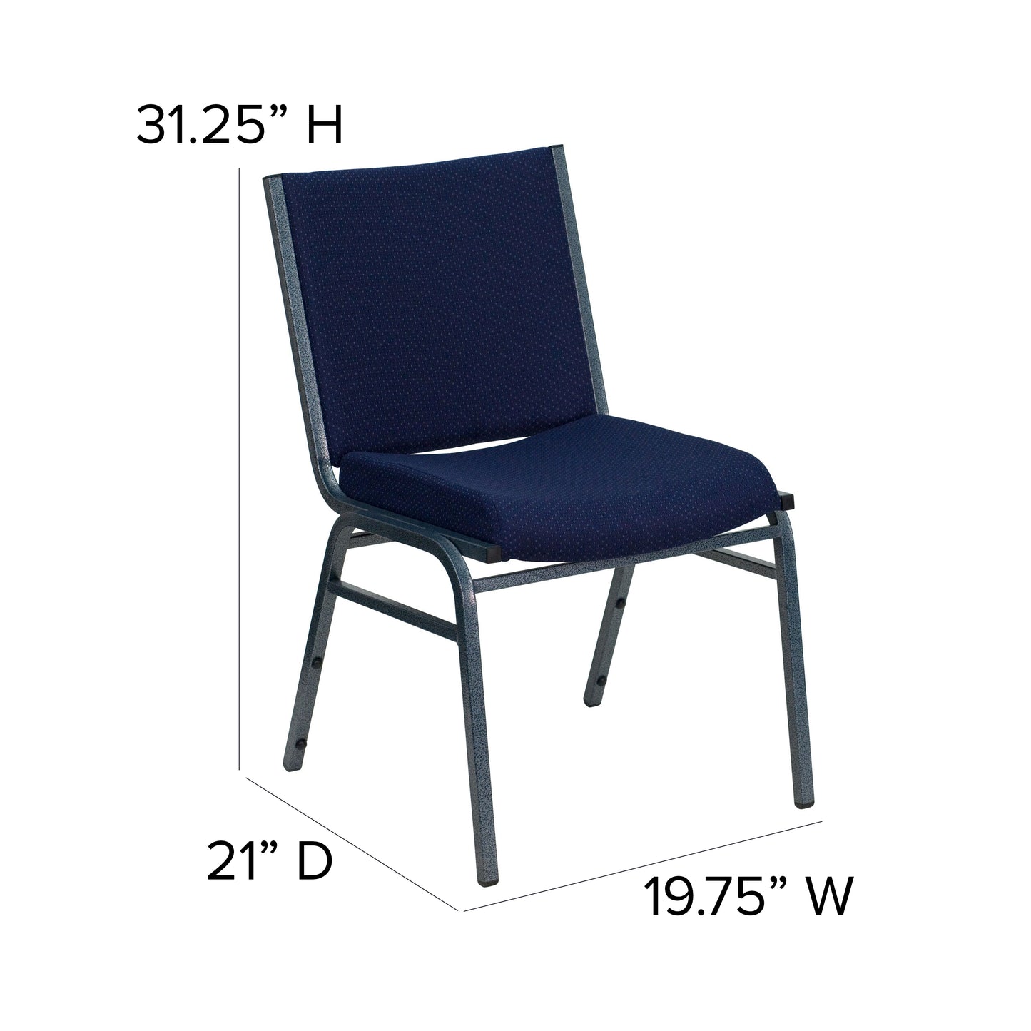 HERCULES Series Heavy Duty Navy Blue Dot Fabric Stack Chair Navy Blue Patterned Fabric