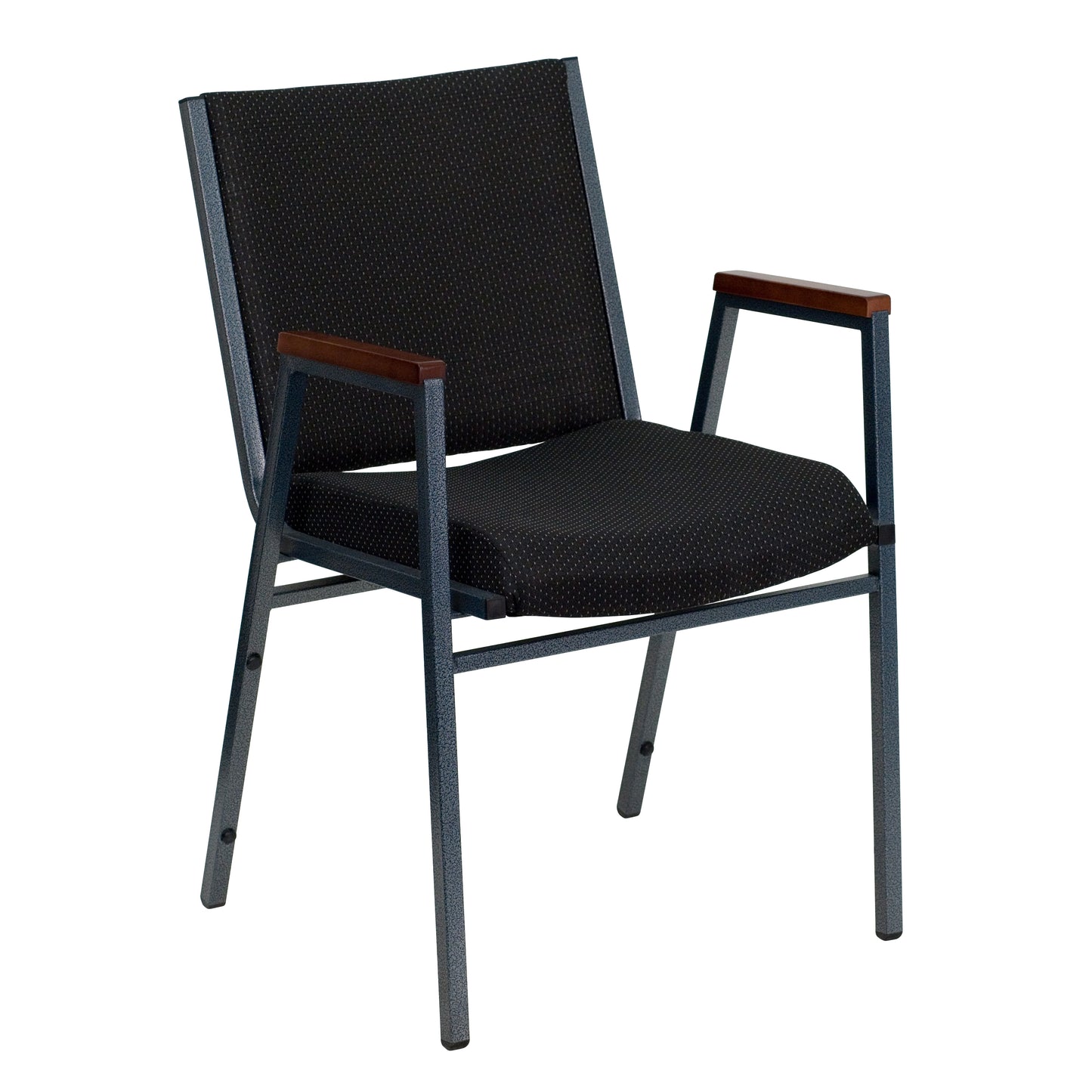 HERCULES Series Heavy Duty Black Dot Fabric Stack Chair with Arms Black Patterned Fabric