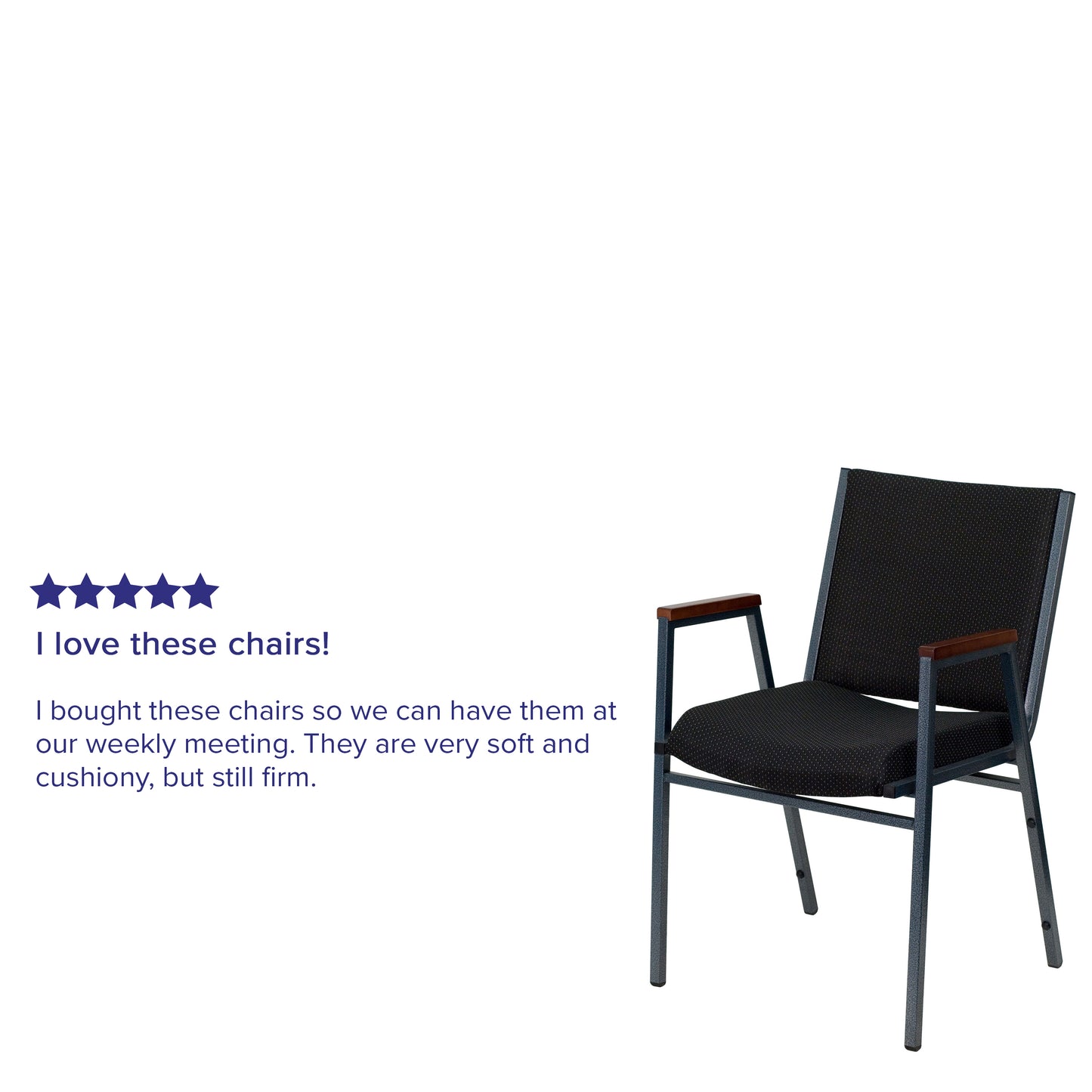 HERCULES Series Heavy Duty Black Dot Fabric Stack Chair with Arms Black Patterned Fabric
